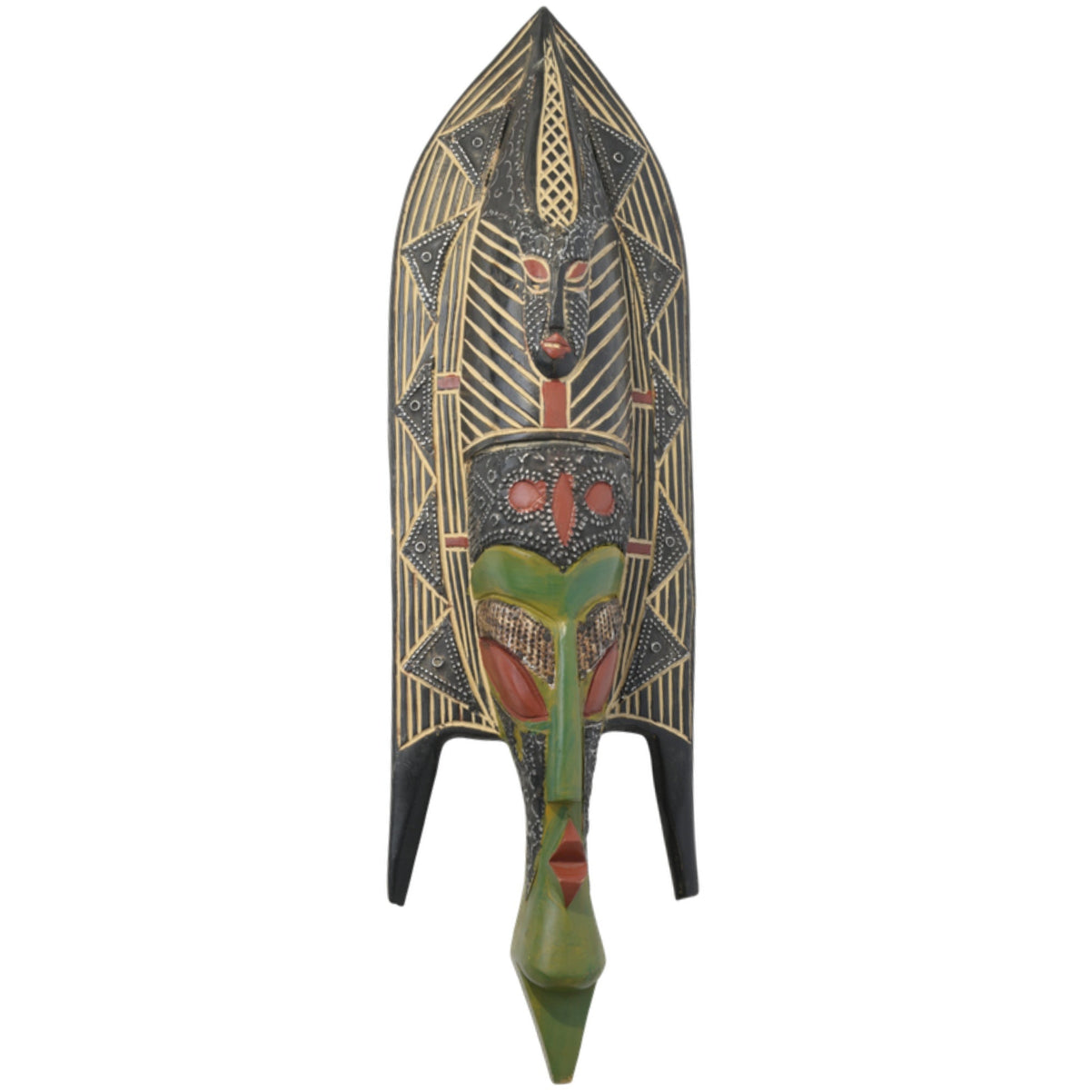 Bwa Plank Mask – 21in handcrafted African wall art mask by Christopher Nyasafo, Ghana. Authentic tribal decor for home and living room.