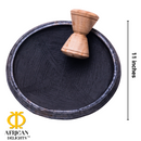 Asanka Traditional Pot with Grinder, 11 Inch, Handmade in Ghana