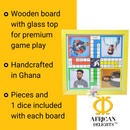Ludo Board Game | Ludu | Ludi | 14x14in Wood with Glass Top