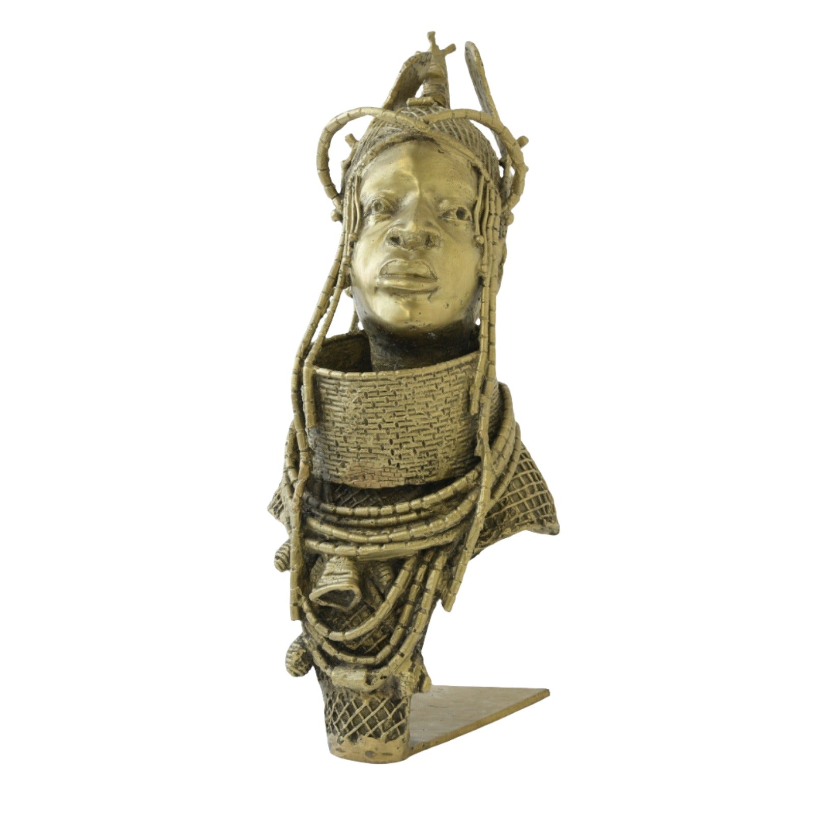 Benin bronze head statue handmade African art bronze statue