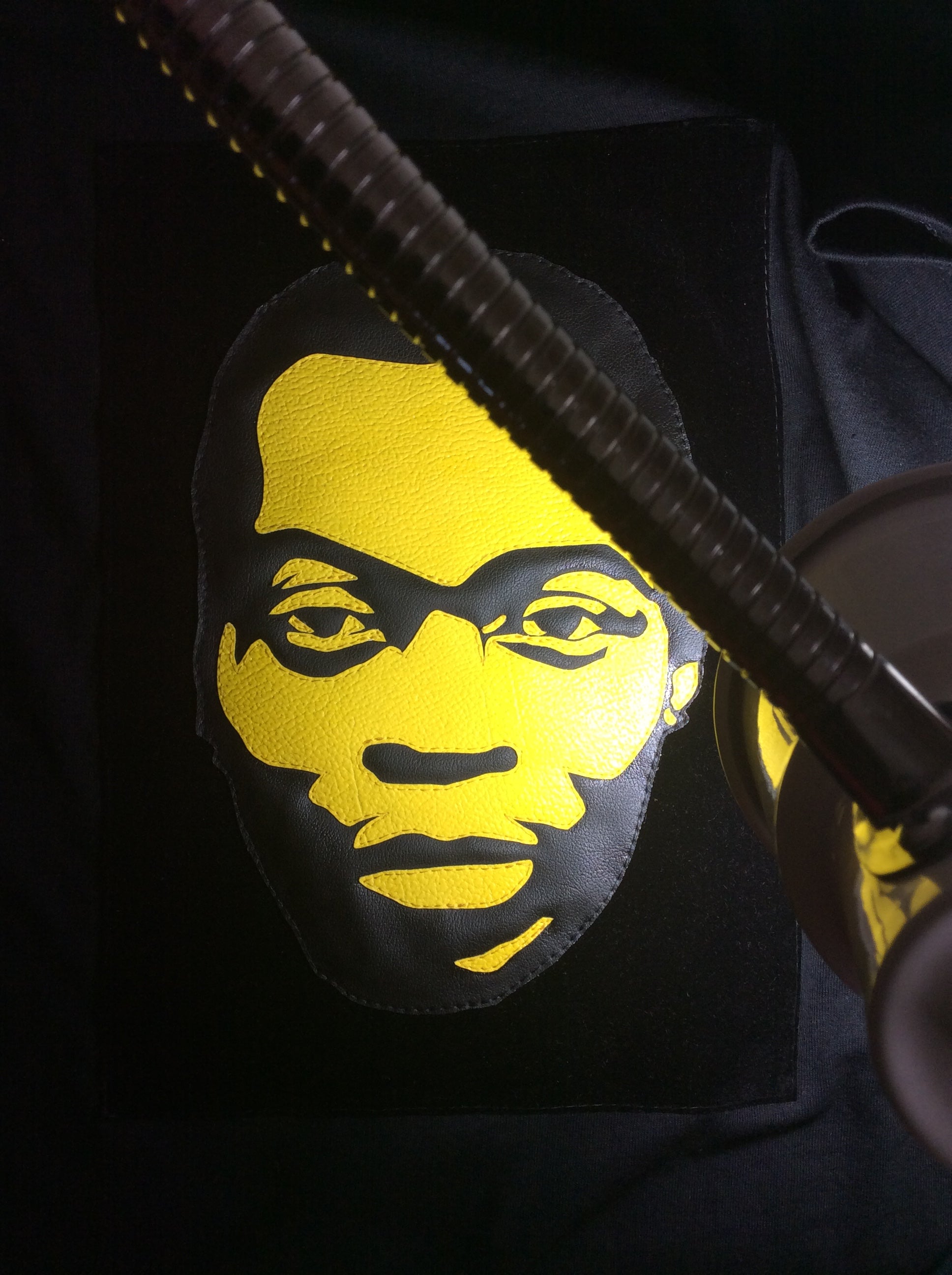 Fela kuti Black & Yellow big head on black round neck T-shirt