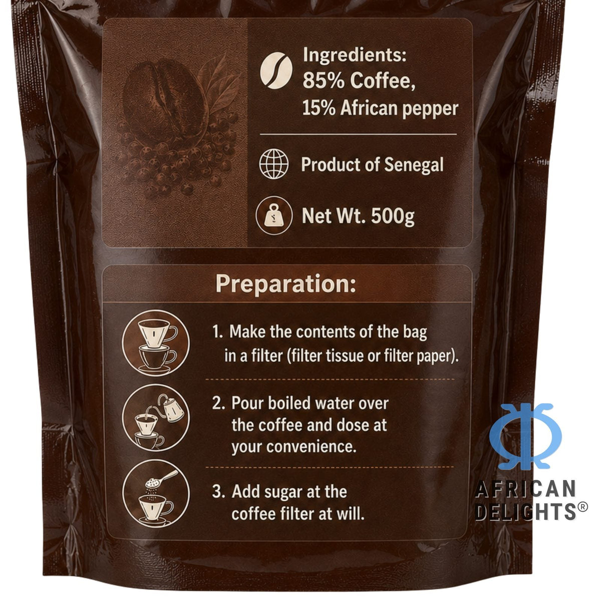 African Delights Cafe Touba Senegalese Spiced Coffee 500g image 2