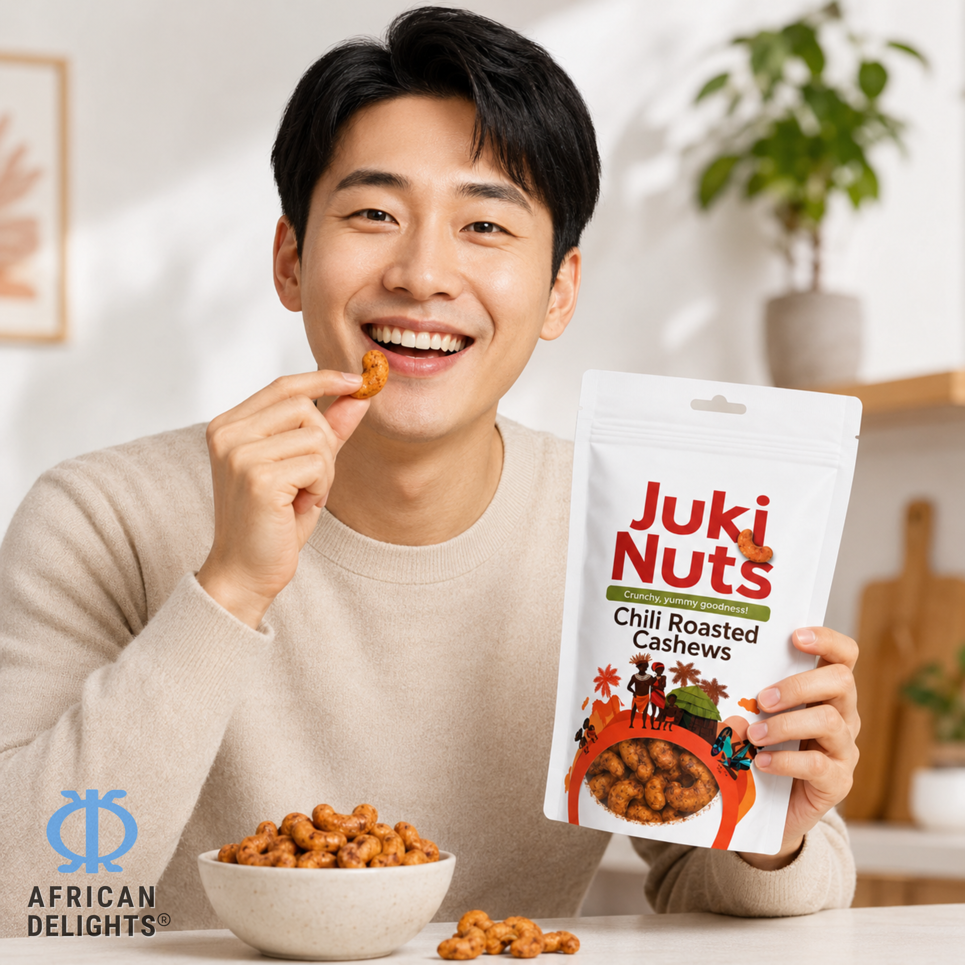 African Delights Chili Roasted Cashews lifestyle photo # Flavor_Chili