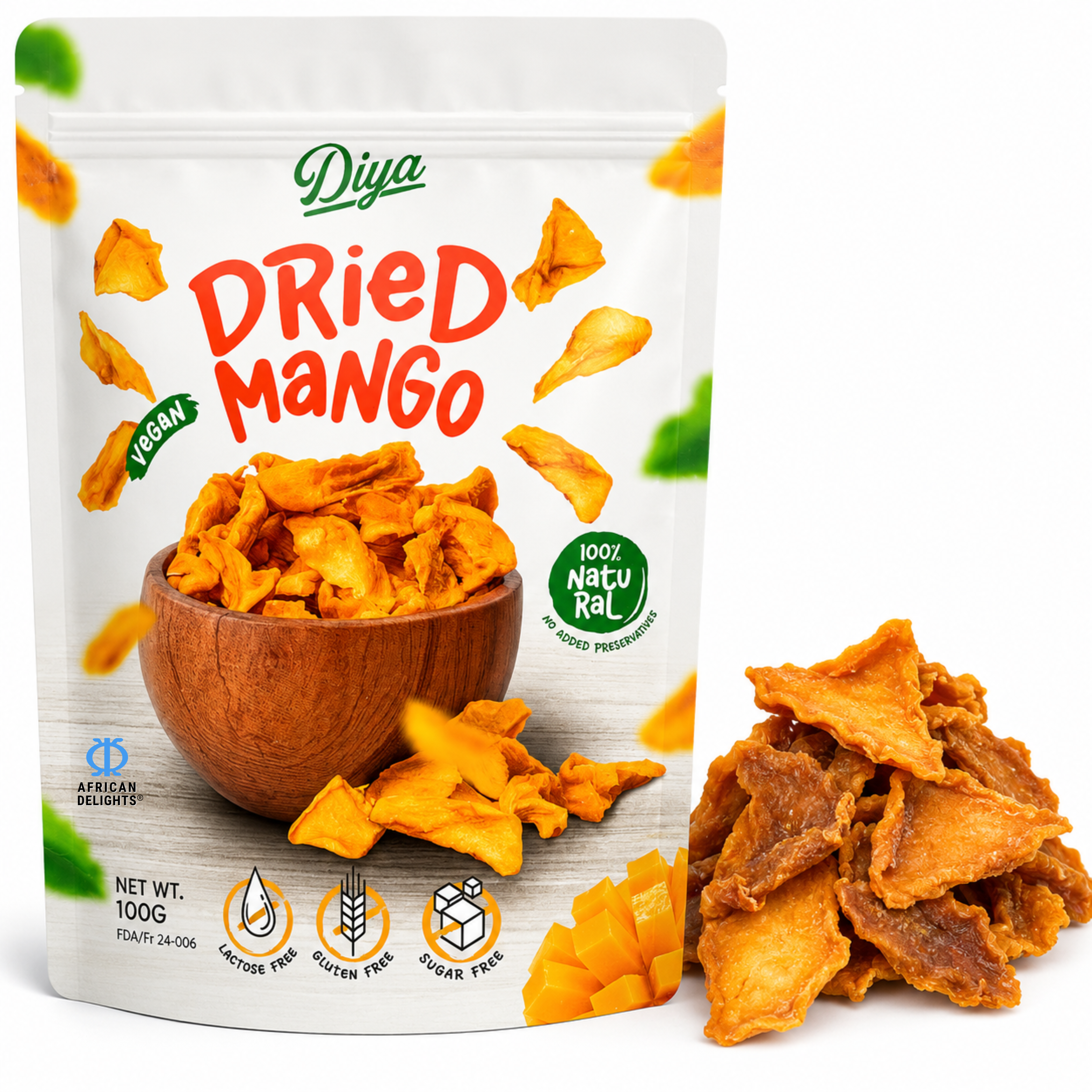 African Delights Dried Mango, Pack of 3 100g bags # Flavor_Dried Mango