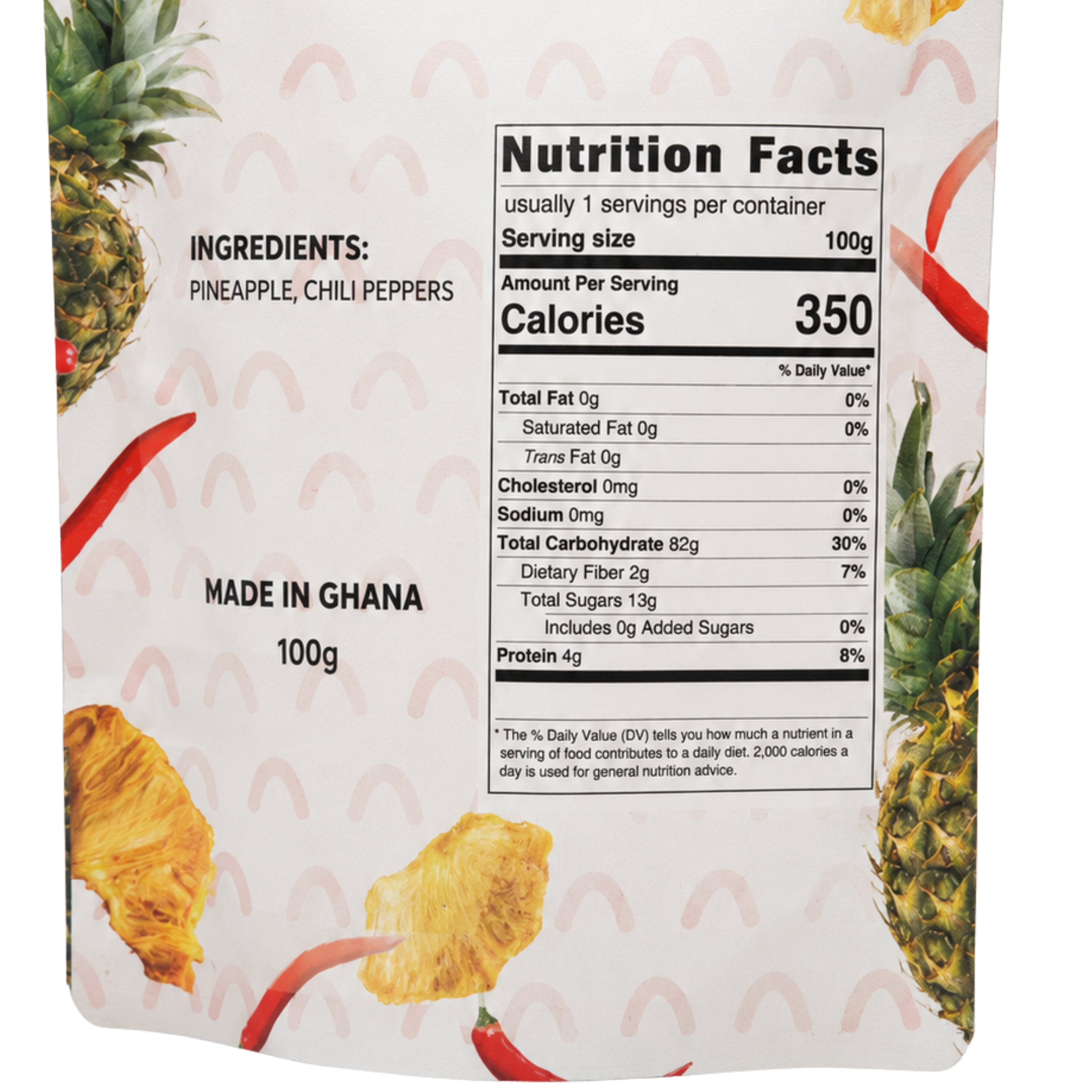 African Delights Dried Pineapple with Chili ingredients and nutrition facts # Flavor_Dried Pineapple with Chili