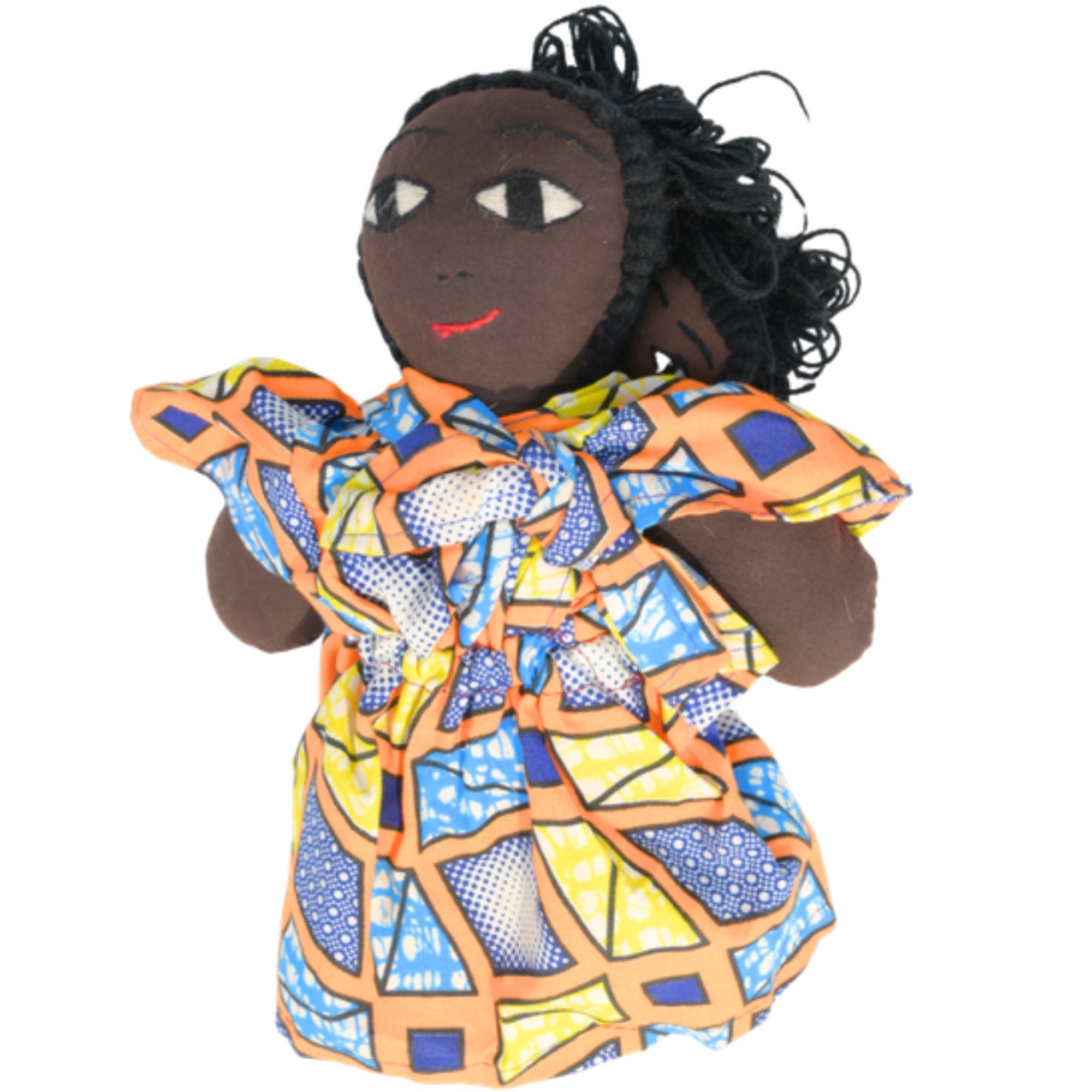 Gold Handmade African Fabric Doll with Baby – 10-inch Ghanaian artisan collectible, mother and baby in traditional wrap. African Delights. #Color_Gold
