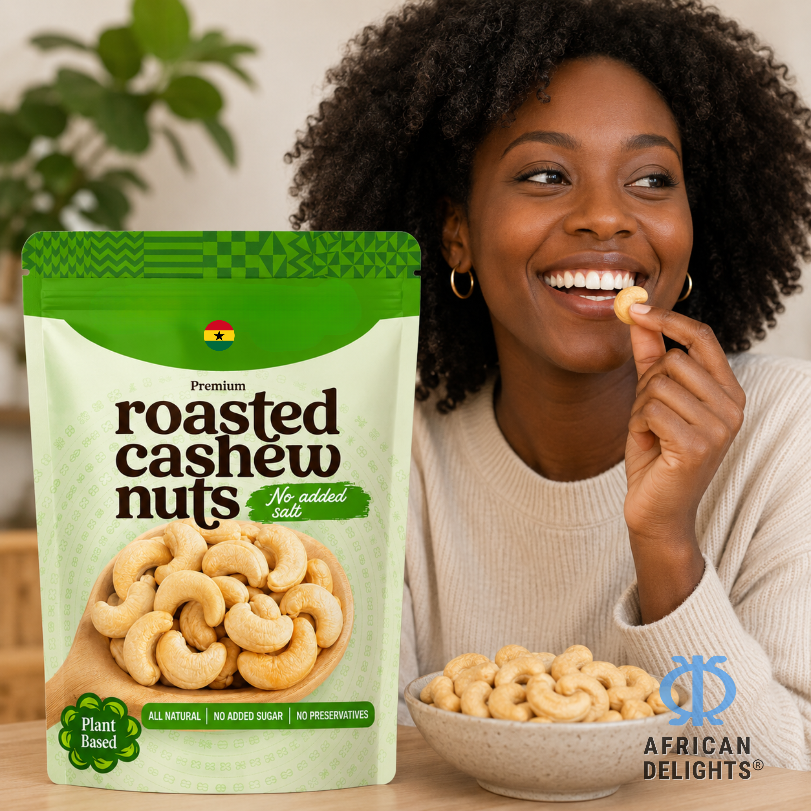 African Delights No Added Salt Cashews lifestyle photo # Flavor_No Added Salt (168g x2-Pack)