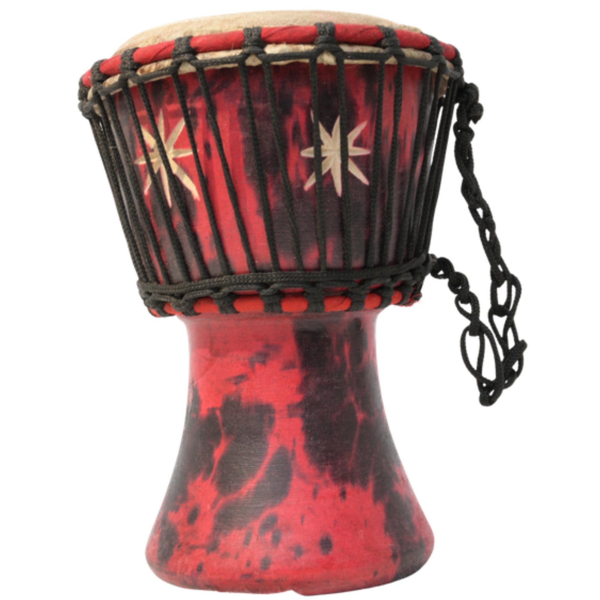African Delights Authentic Djembe Drum – Hand-Carved in Ghana, Natural Goat Skin – Red with Black Spots 1 – 5-Inch Mini African Hand Drum for Kids, Beginners & Travel, Ready to Play