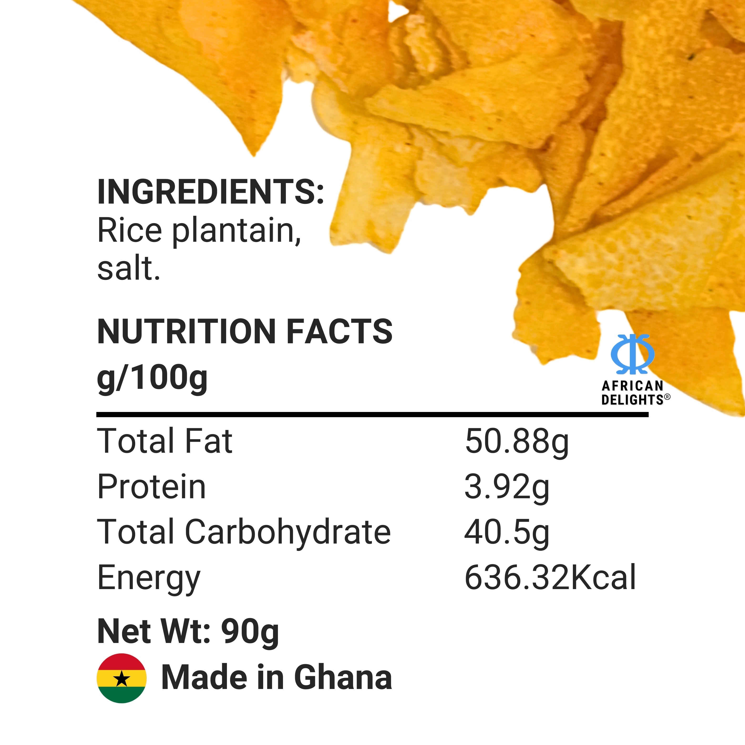 African Delights Sweet Plantain Crisps ingredients and nutrition facts # Flavor_Sweet Plantain