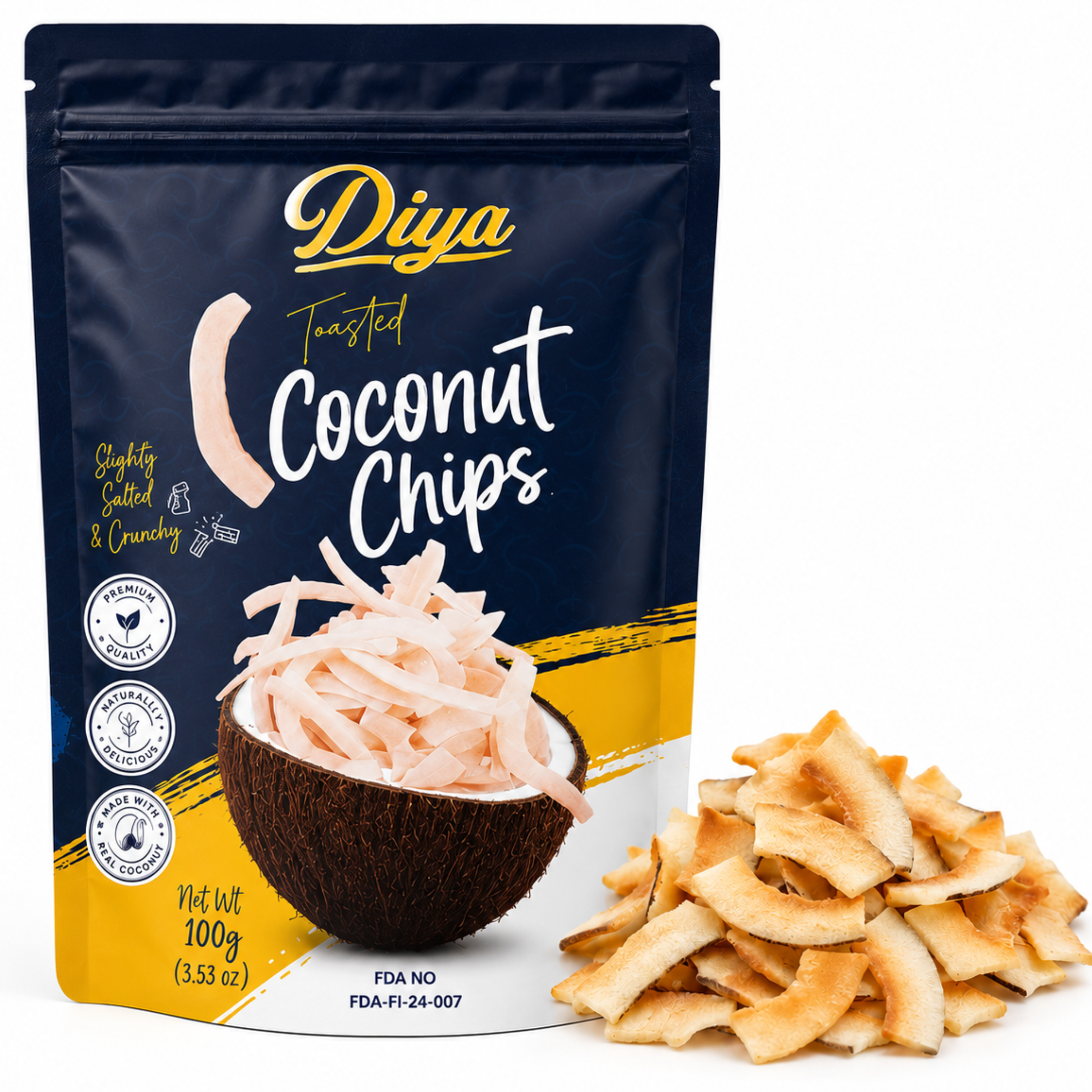 African Delights Toasted Coconut Chips, Pack of 3 100g bags # Flavor_Toasted Coconut Chips