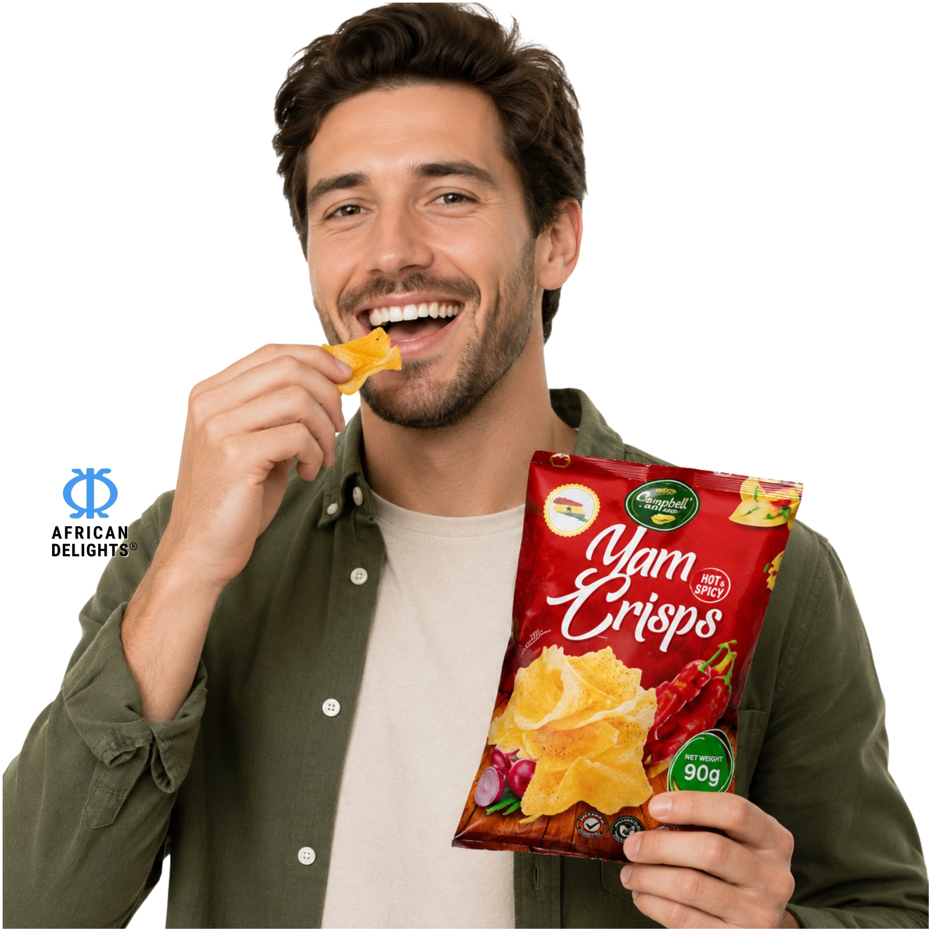 African Delights Yam Hot & Spicy Crisps lifestyle photo # Flavor_Yam Hot & Spicy