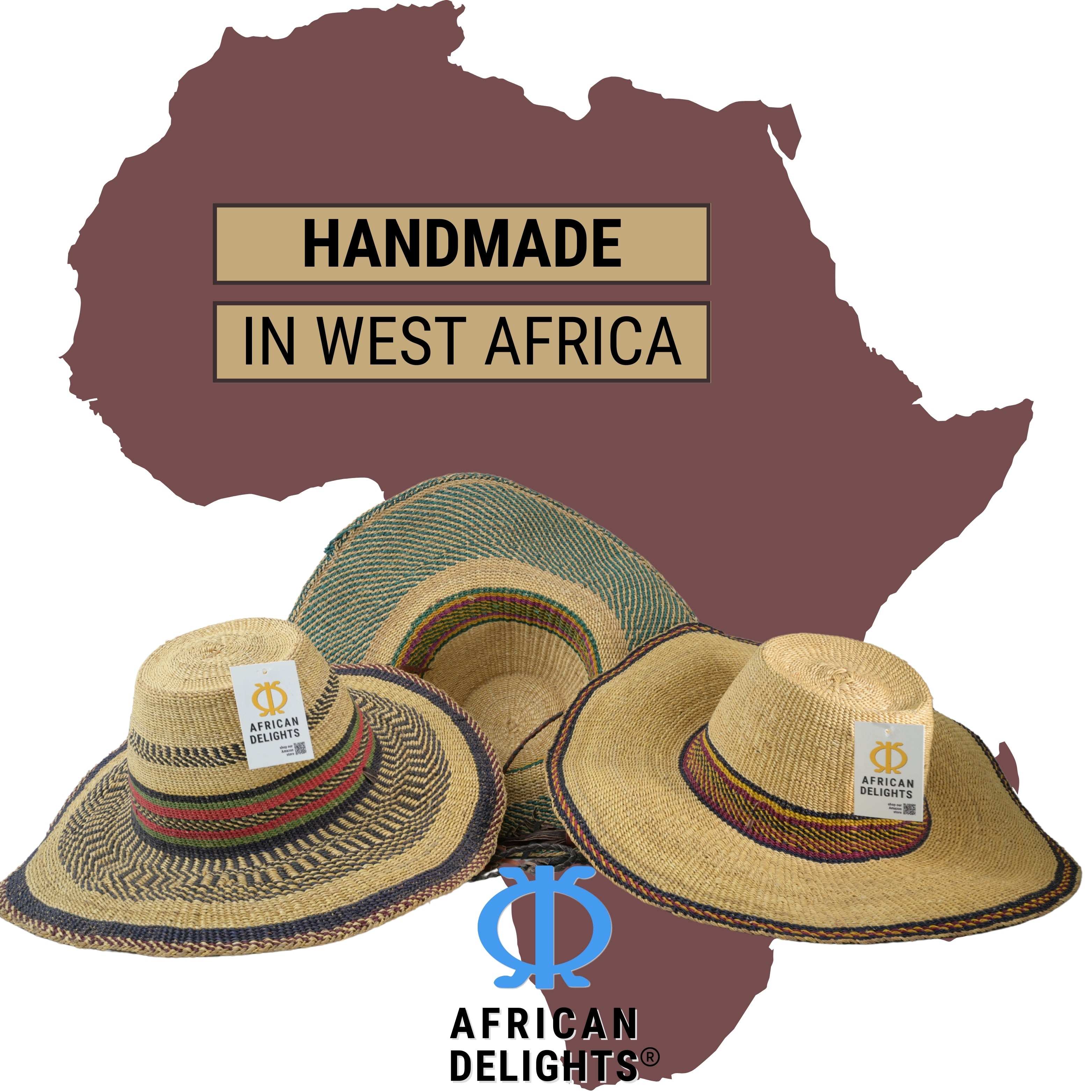 Adult Size Adjustable African Straw Sun Hat, 8 inches