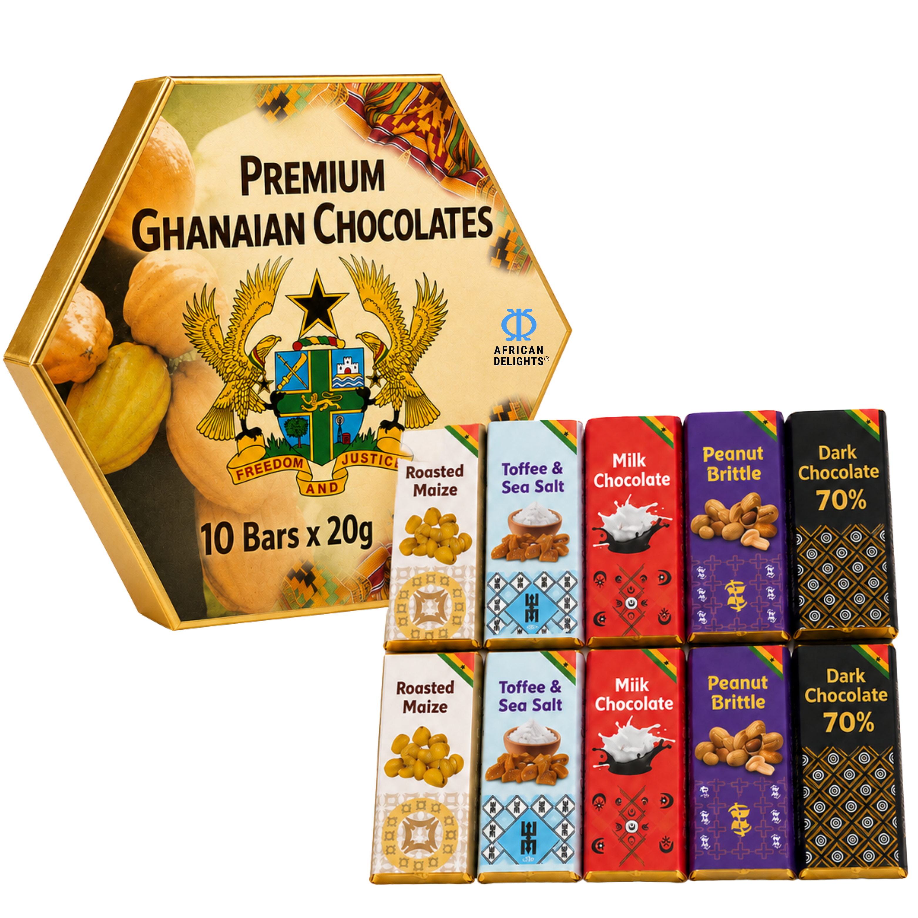 Amonu Hexagon Chocolate Box (10 x 20g) # Style_Hexagon Chocolate Box (10 x 20g)