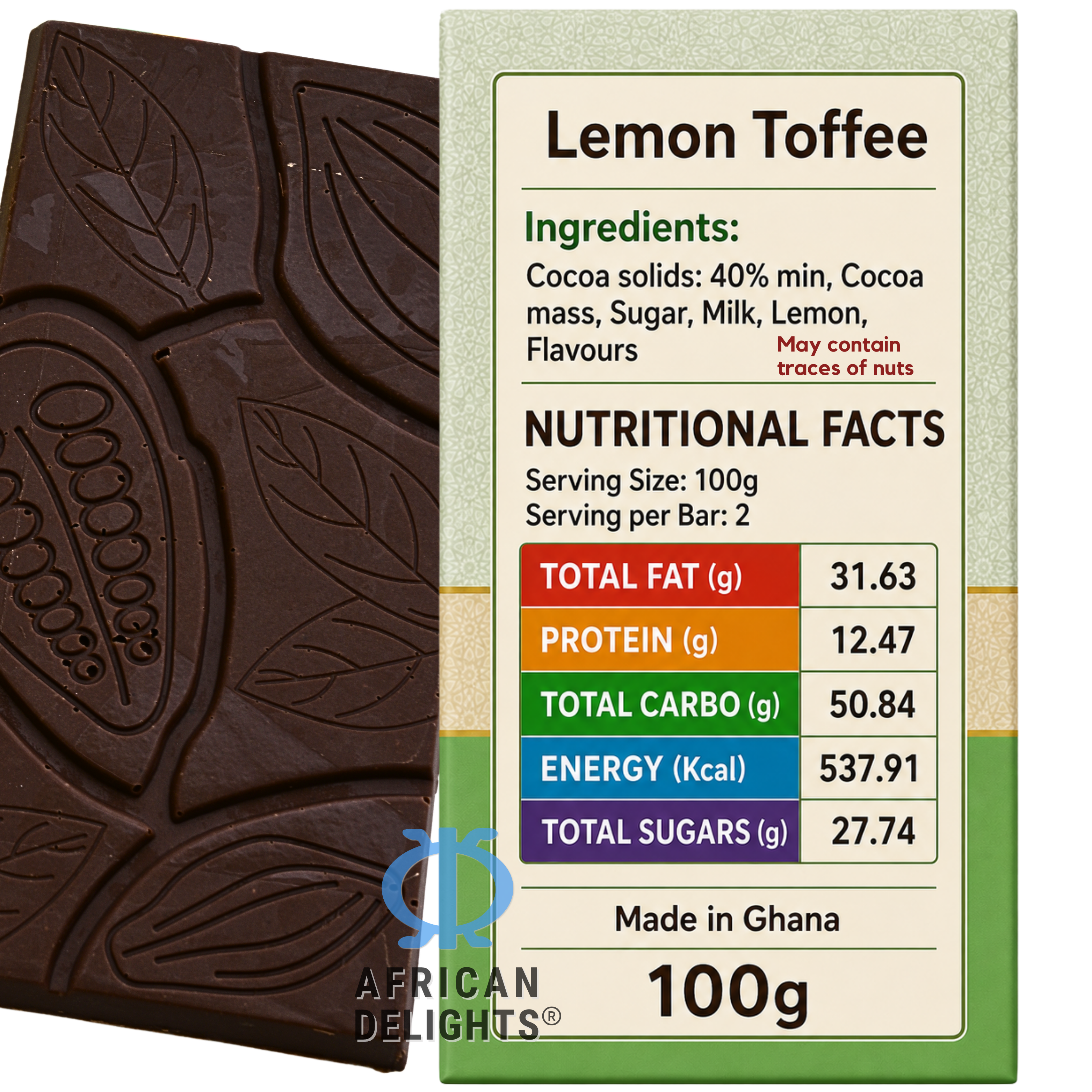 Amonu Lemon Toffee (100g) ingredients and nutrition # Style_Lemon Toffee (100g)