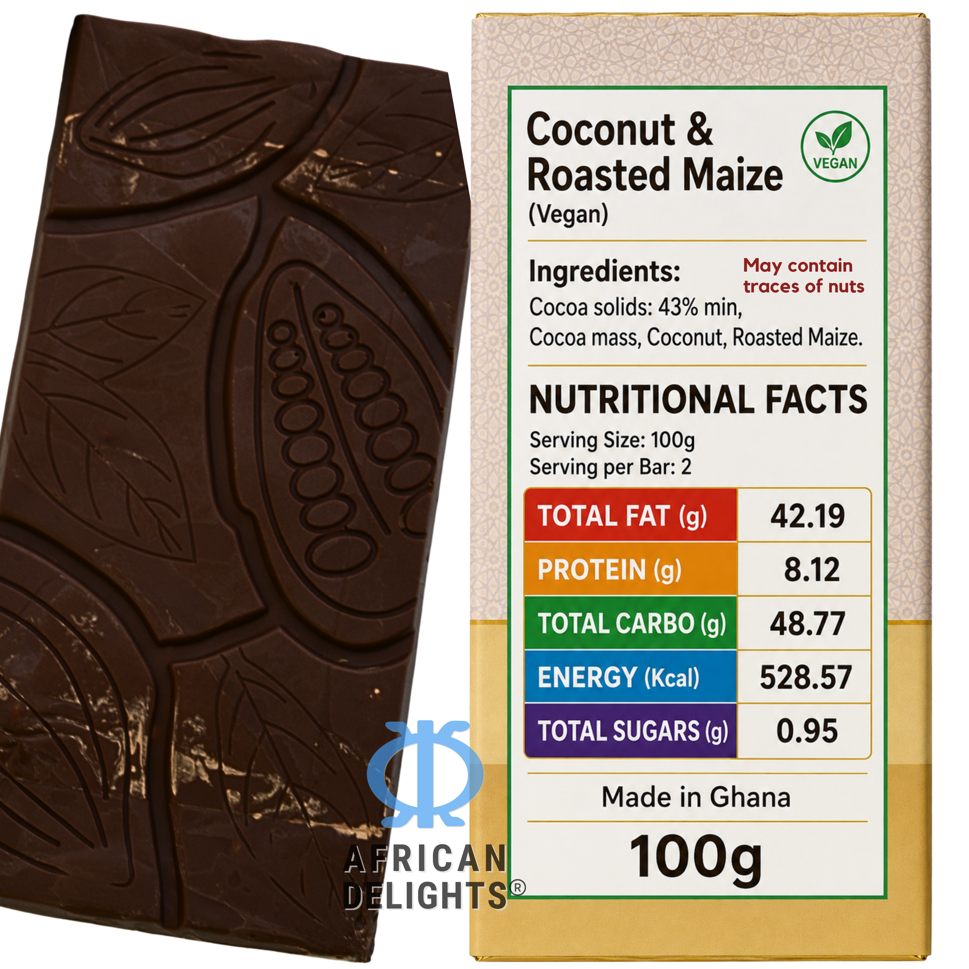 Amonu Coconut & Roasted Maize Vegan (100g) ingredients and nutrition # Style_Coconut & Roasted Maize Vegan (100g)