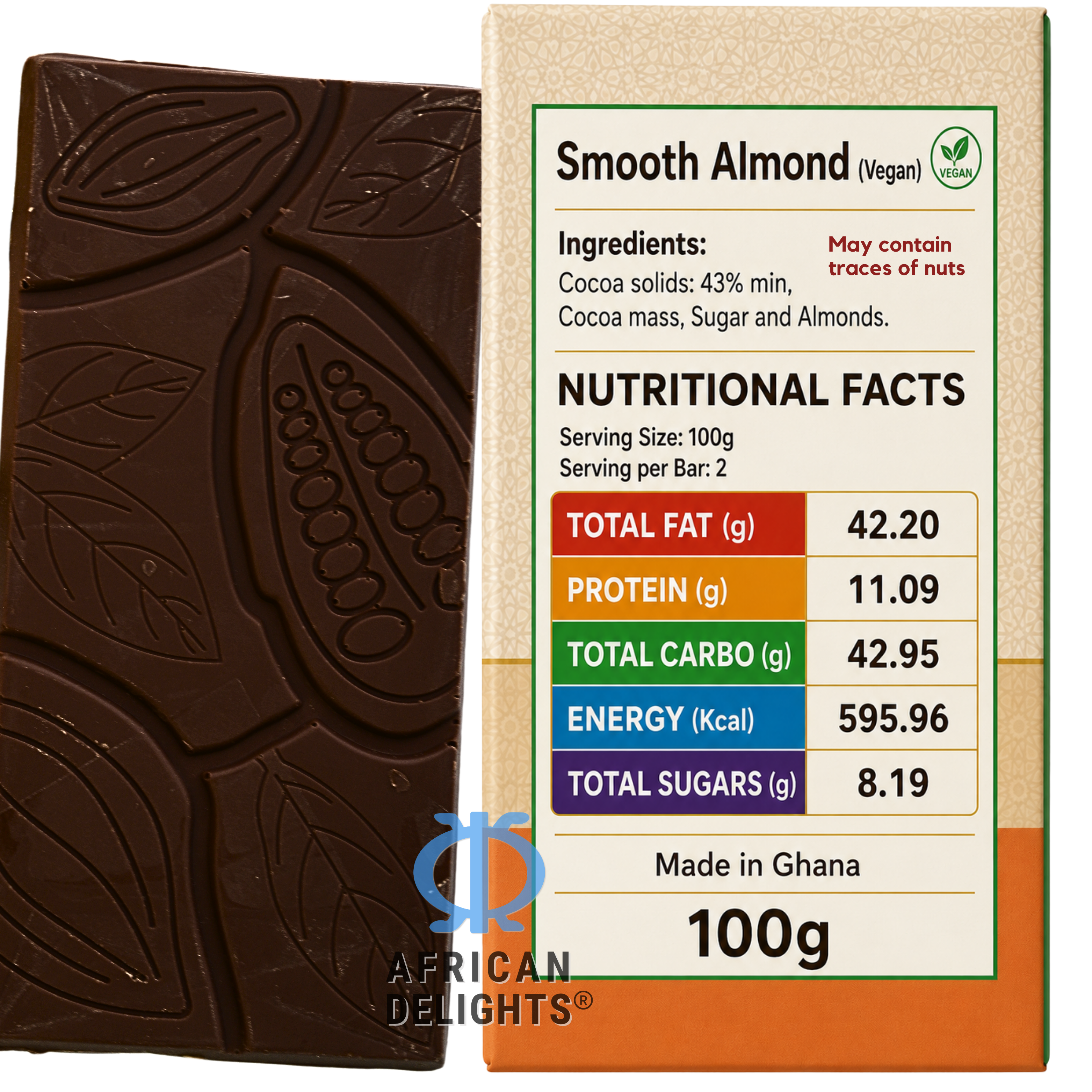 Amonu Smooth Almond Vegan (100g) ingredients and nutrition # Style_Smooth Almond Vegan (100g)