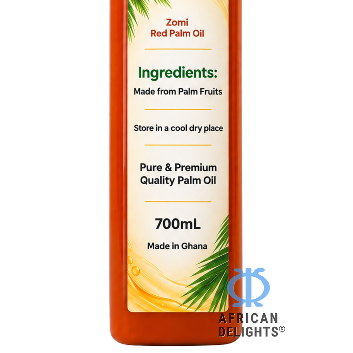 Aunty Aba Zomi Red Palm Oil 700mL ingredients label # Flavor_aunty-aba-zomi