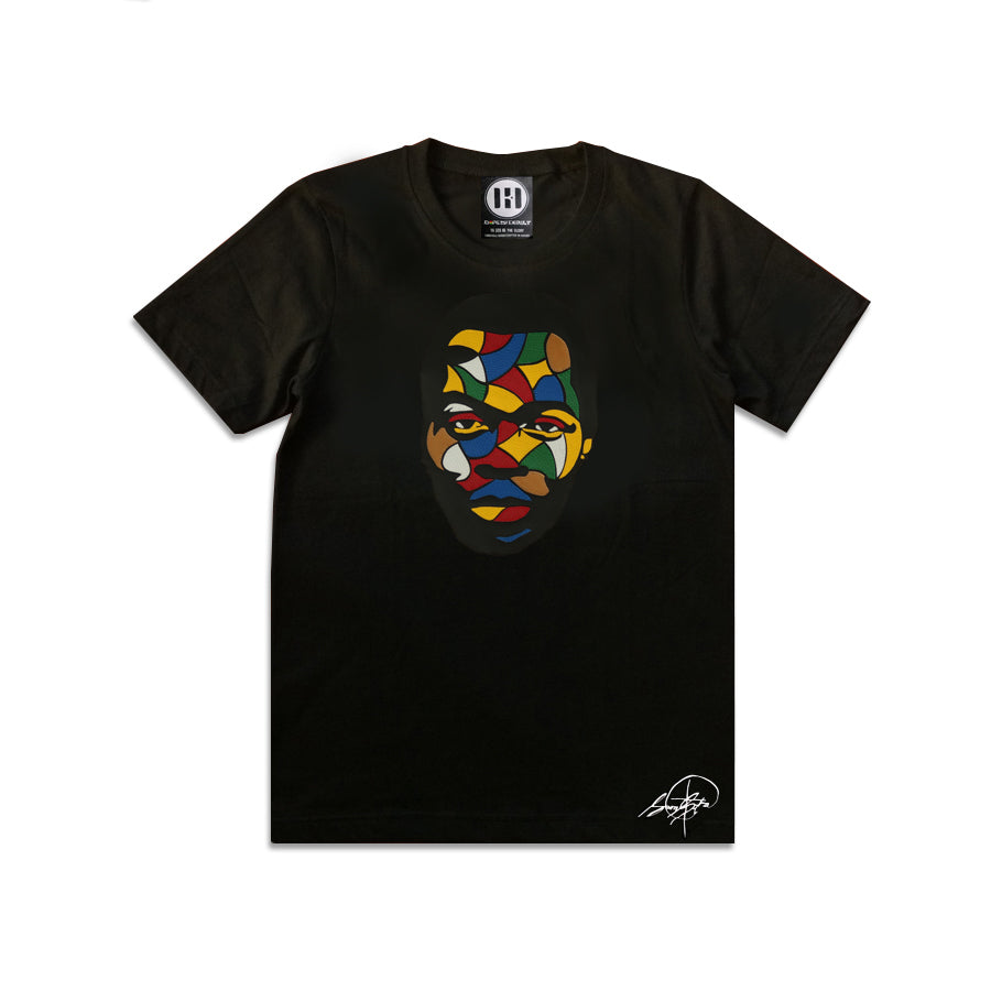 Fela Kuti Multicolored theme on black round neck t shirt