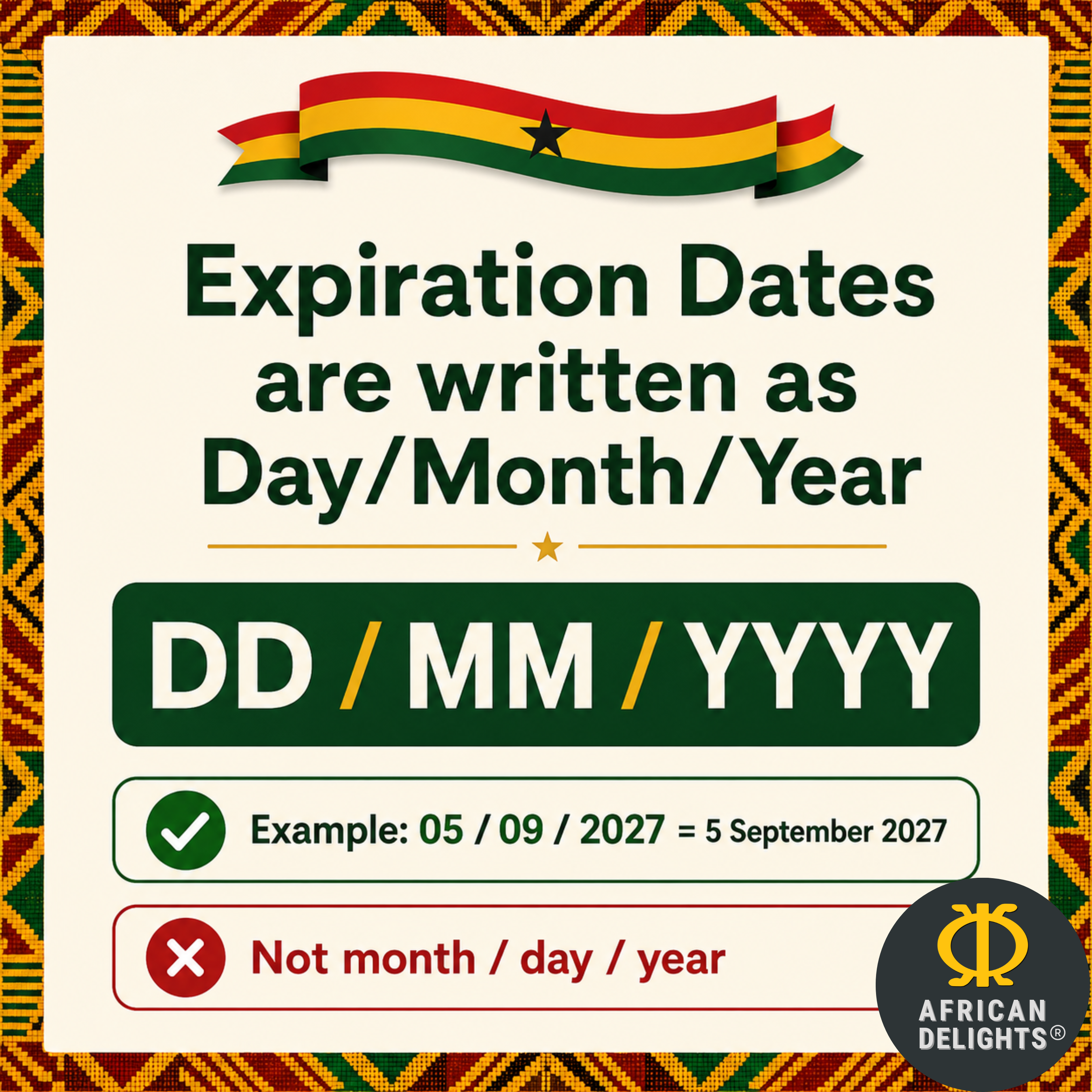 Expiration date format notice: dates are written as day month year