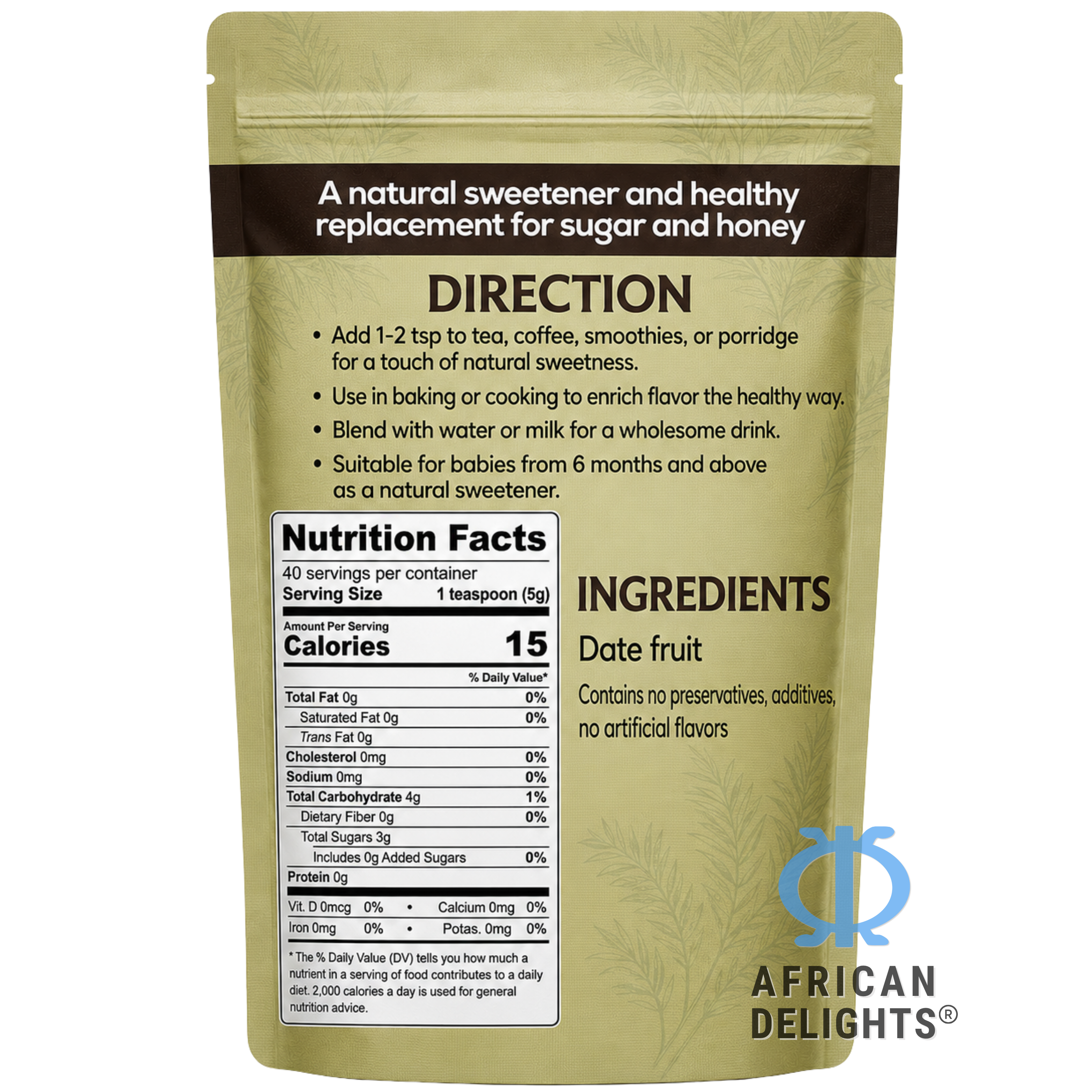 La Belle Farms Natural Date Powder ingredients
