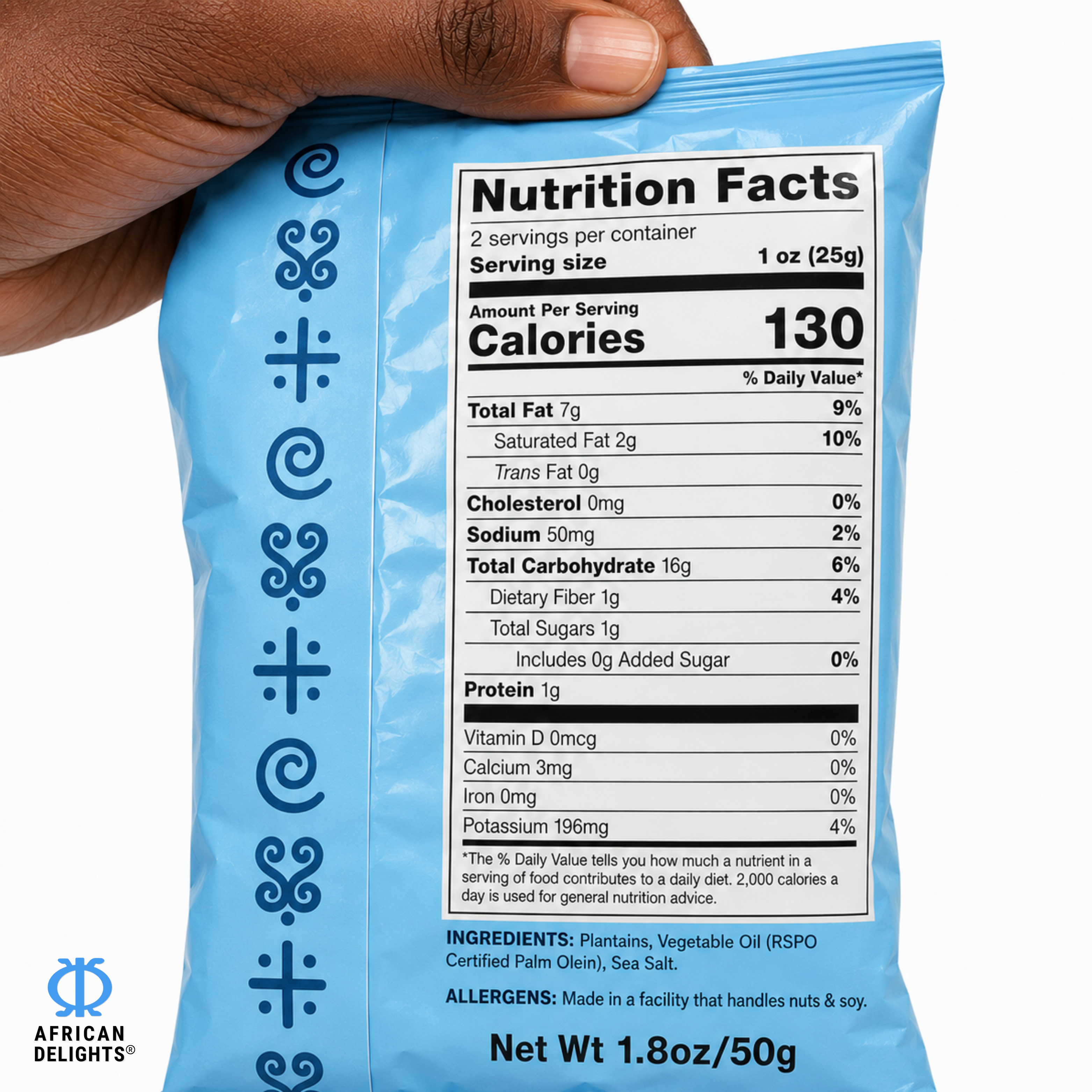 Sankofa Snacks Lightly Salted Plantain Chips ingredients and nutrition facts # Flavor_Lightly Salted