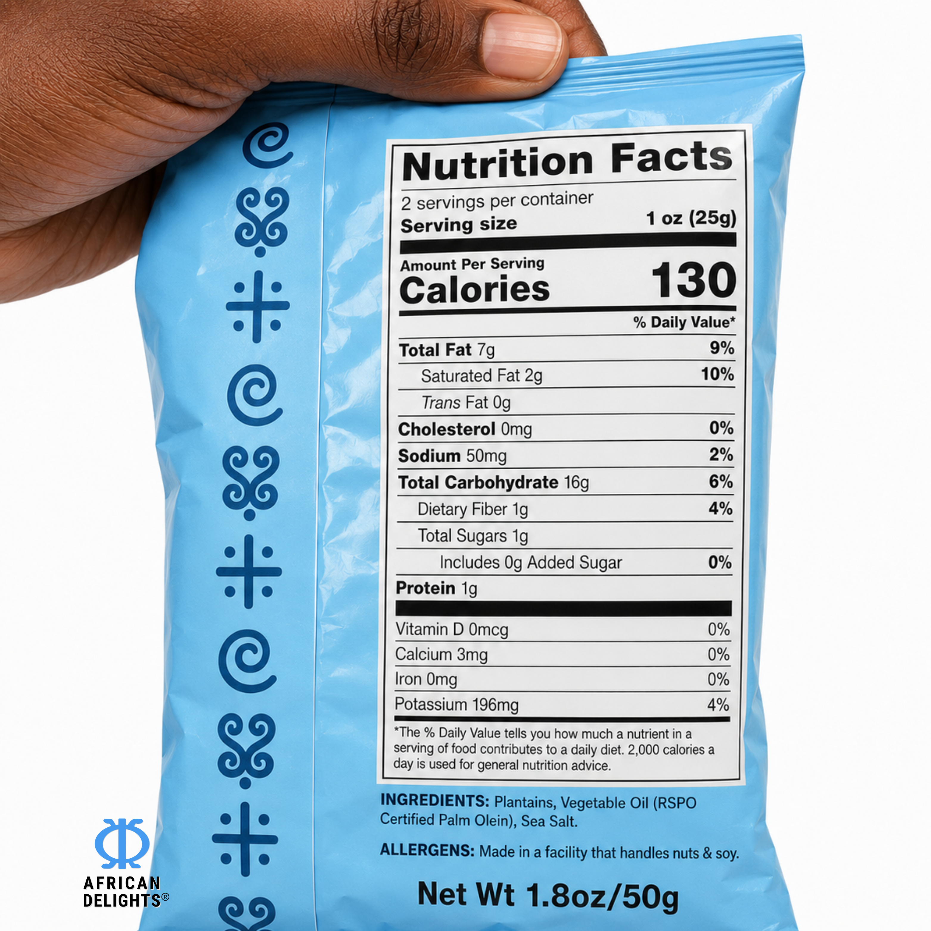 Sankofa Snacks Lightly Salted Plantain Chips ingredients and nutrition facts # Flavor_Lightly Salted