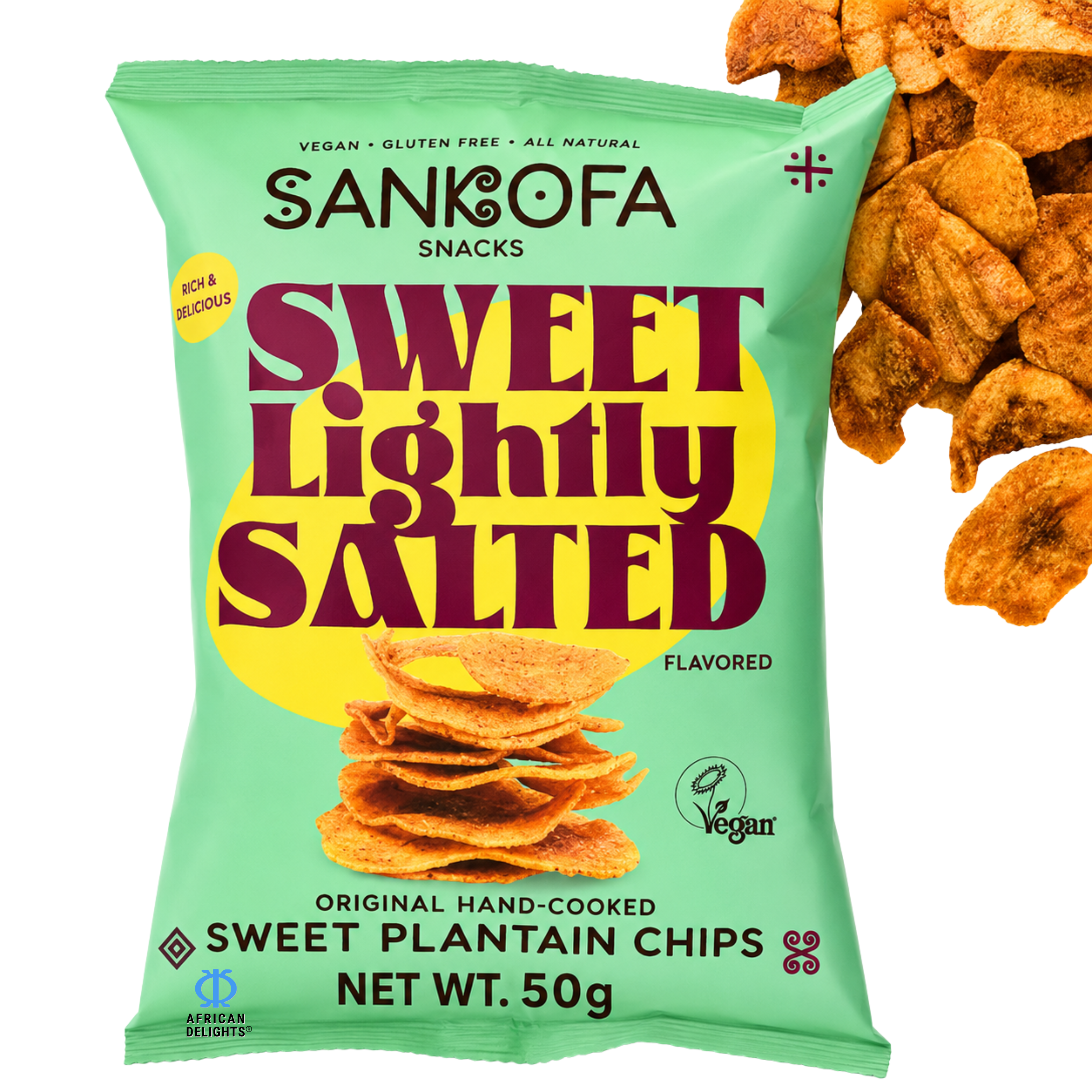Sankofa Snacks Sweet Lightly Salted Plantain Chips, Pack of 3 # Flavor_Sweet Lightly Salted