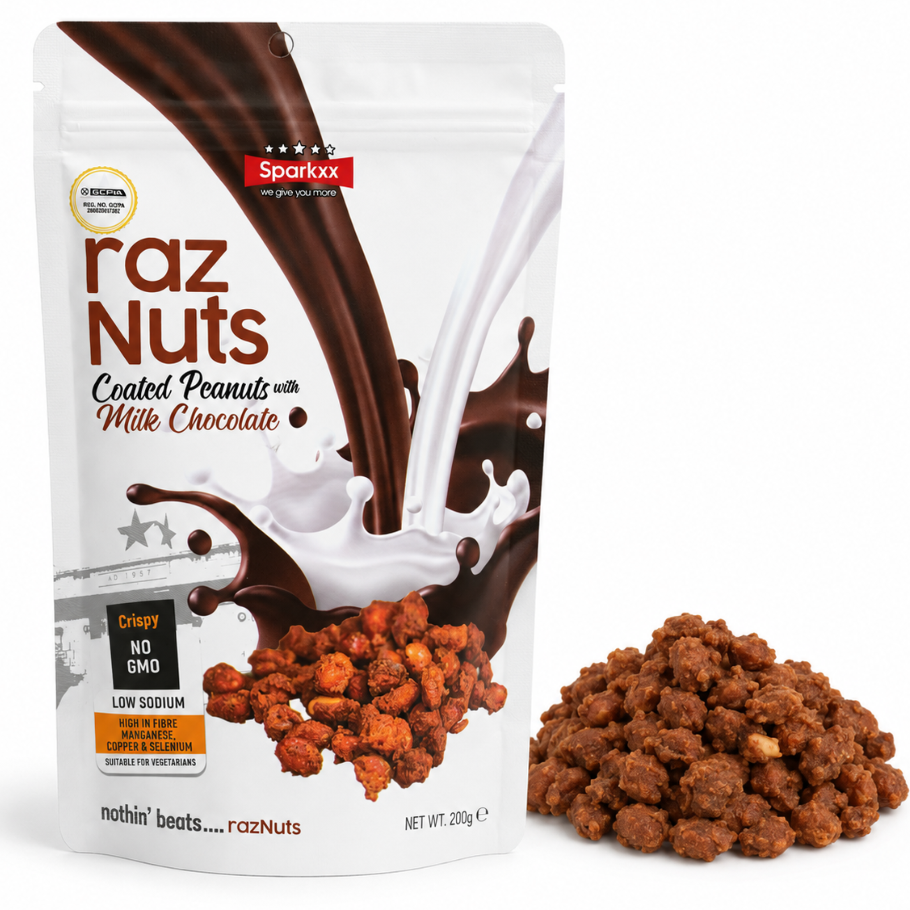 Sparkxx Coated Peanuts with Milk Chocolate, Pack of 3 # Flavor_Coated Peanuts with Milk Chocolate