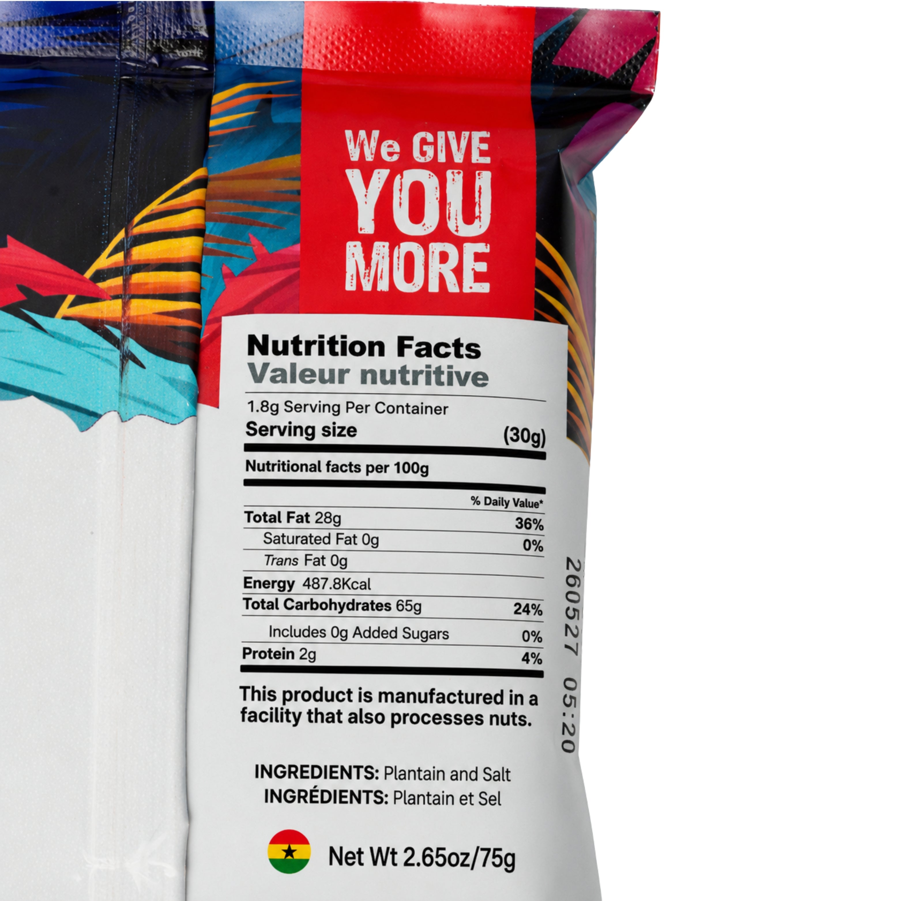Sparkxx Sweet Plantain Chips ingredients and nutrition facts # Flavor_Sweet Plantain