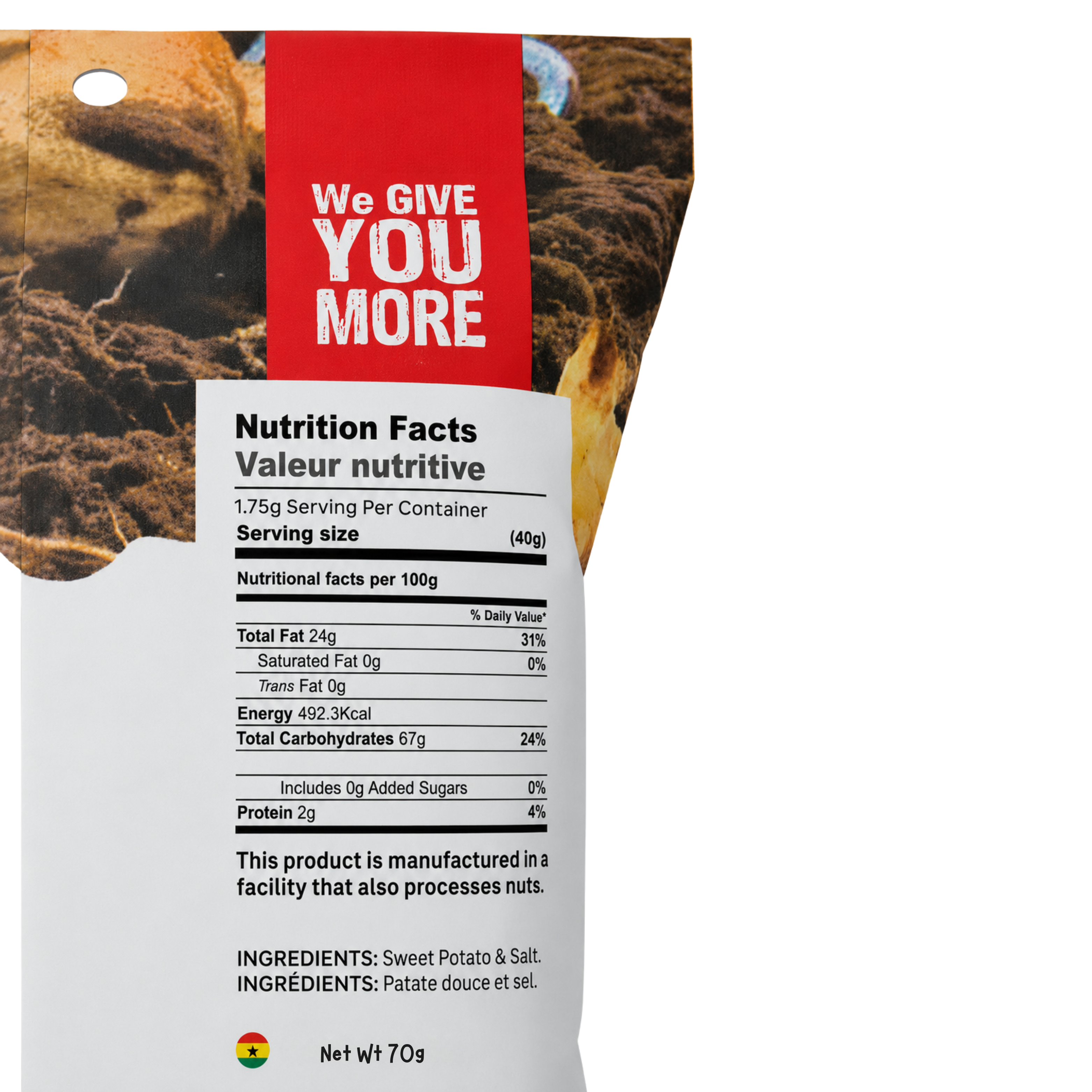 Sparkxx Sweet Potato Chips ingredients and nutrition facts # Flavor_Sweet Potato