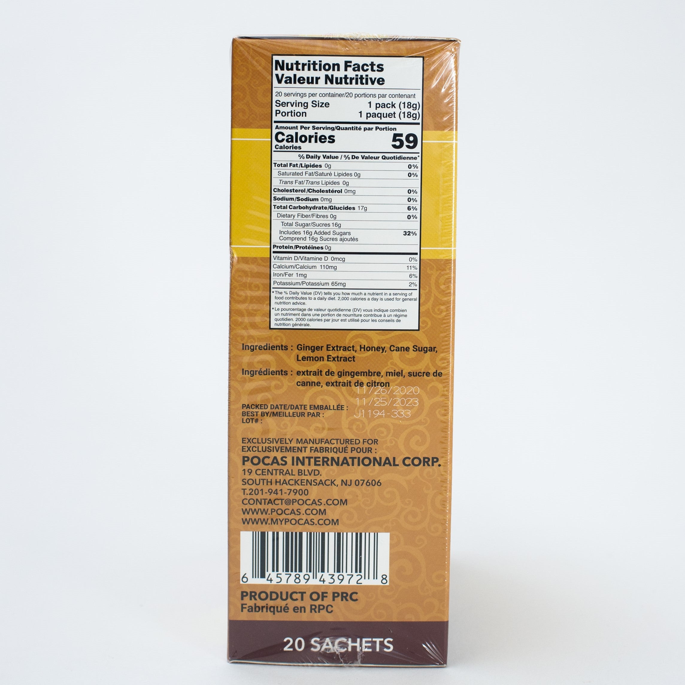 Instant Honey Ginger Tea - Lemon Flavor