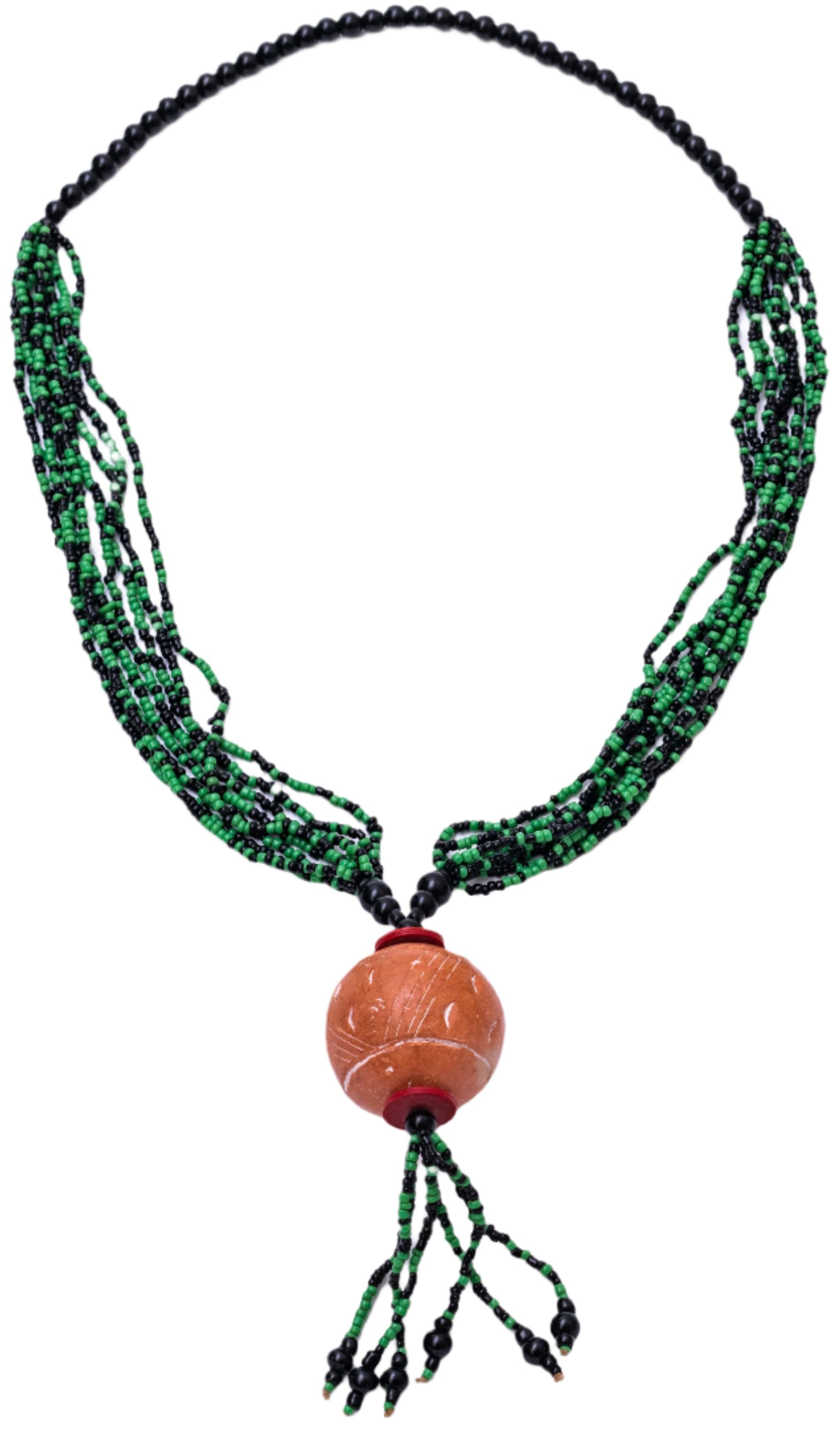 African Necklace - Green/Black
