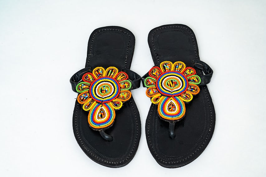 Womens ladies slippers flower design sandals handmade in Sri lanka