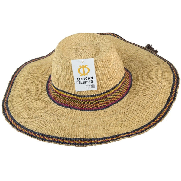 African Delights Adult Size Adjustable African Straw Sun Hat, 8 inches