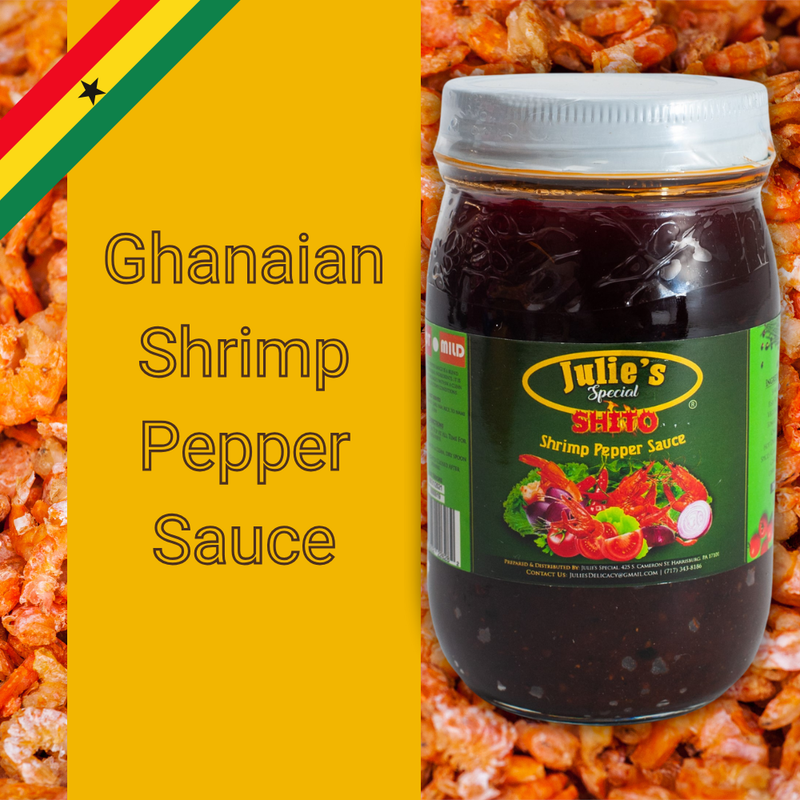 Julie's Special Shito 16 oz Ghanaian shrimp pepper sauce shito ghana yam gari kenkey eba african food nigerian food