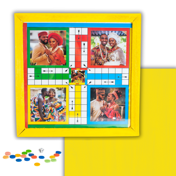 Ludo Board Game | Ludu | Ludi | 14x14in Wood with Glass Top