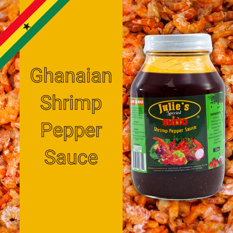 Julie's Special Shito 32 oz Ghanaian shrimp pepper sauce shito ghana yam gari kenkey eba african food nigerian food