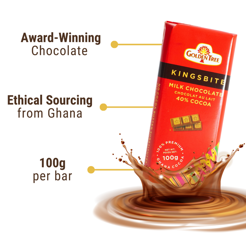 Kingsbite Milk Chocolate Bar Ghana ethically sourced fair trade african cocoa cacao