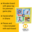 Ludo Board Game | Ludu | Ludi | 14x14in Wood with Glass Top