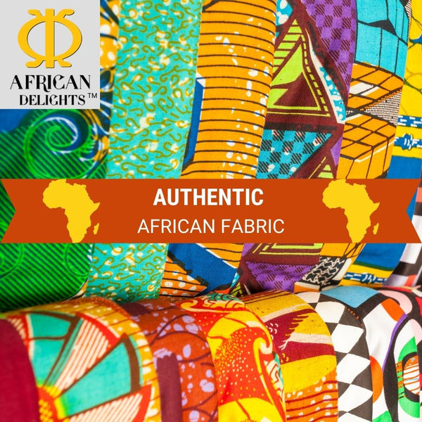 African Handfan | Genuine Leather and African Fabric | 11.5"