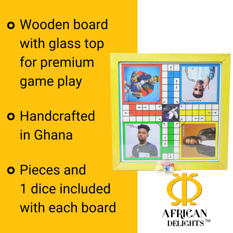 Ludo Board Game | Ludu | Ludi | 14x14in Wood with Glass Top