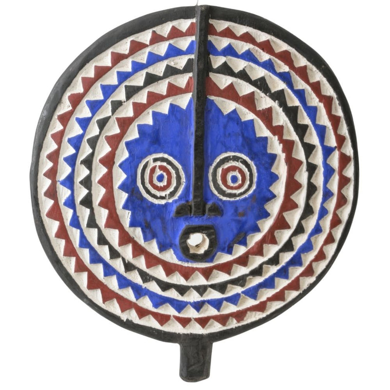 Sun Mask - Handmade African Mask, Burkina Faso (Blue Red)