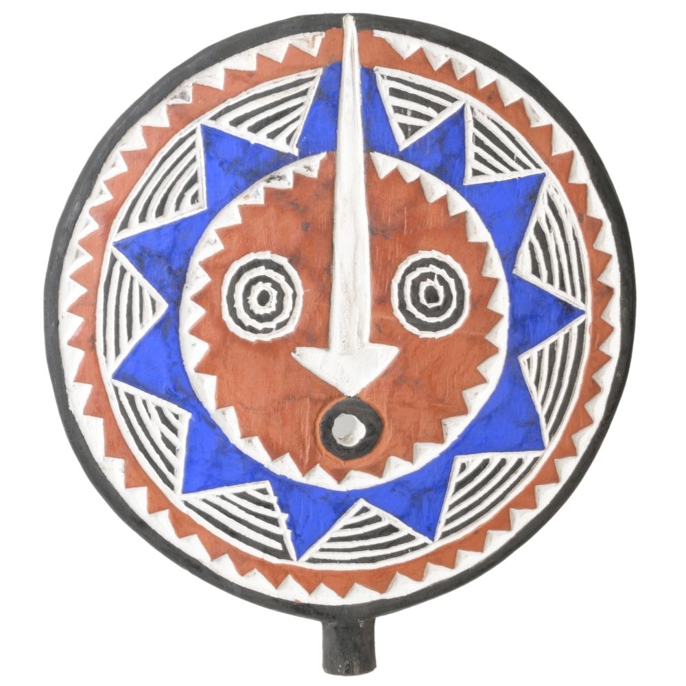 Mask Bur Sun Mask - Handmade African Mask, Burkina Faso (Red)