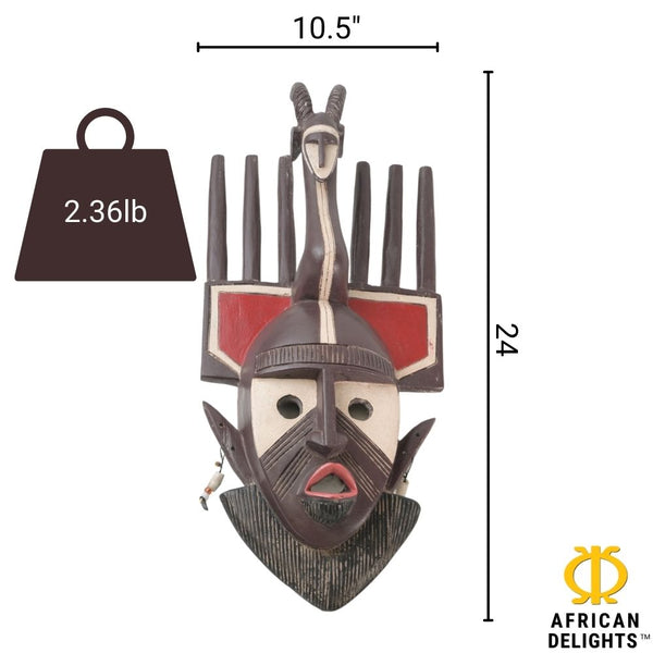 Bambara Ntomo Initiation Mask - Handmade African Mask by Artist Christopher Nyasafo