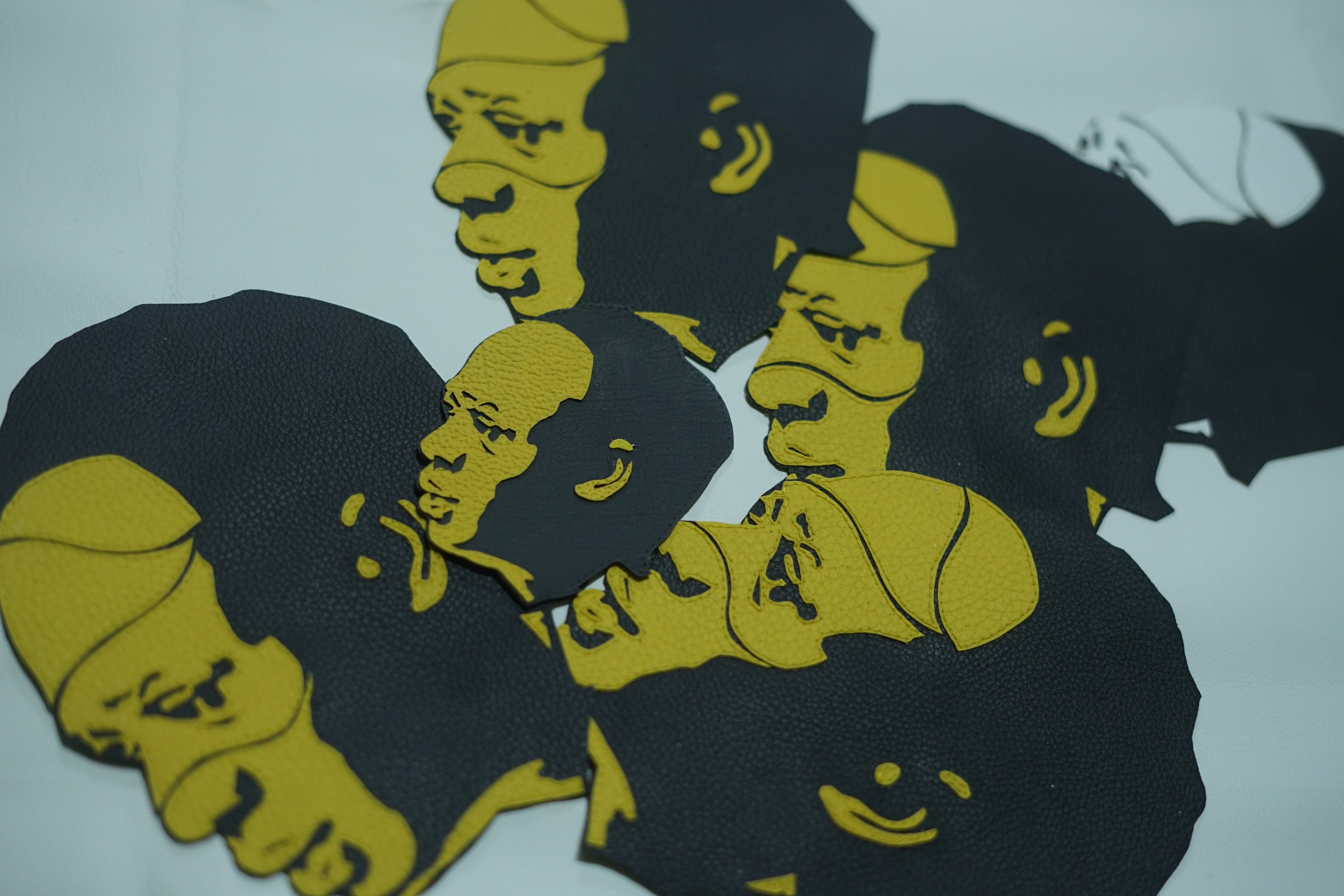 Fela kuti Black & Yellow big head on black round neck T-shirt