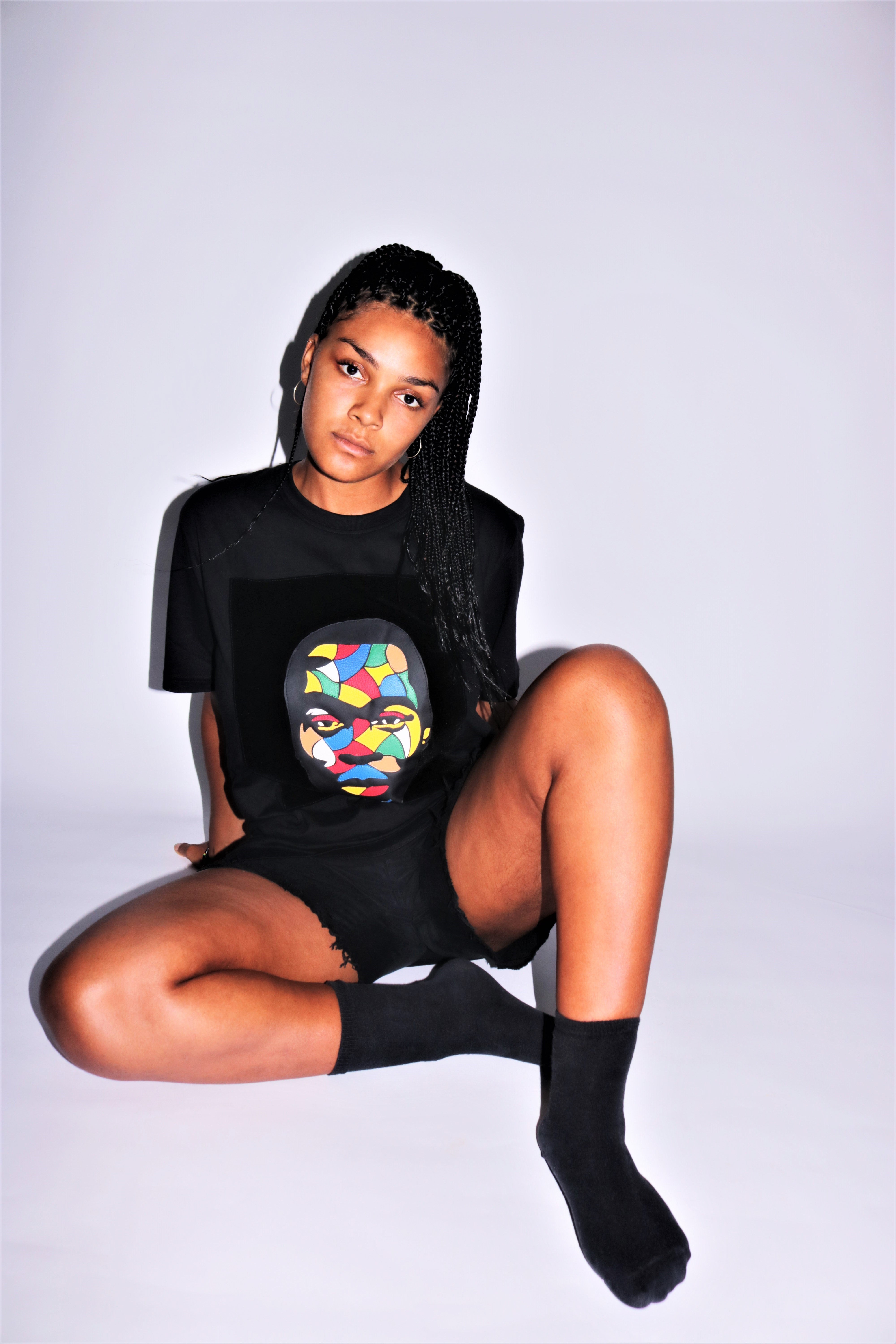 Fela Kuti Multicolored theme on black round neck t shirt