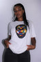 Fela Kuti Multicolored theme on white round neck T-shirt