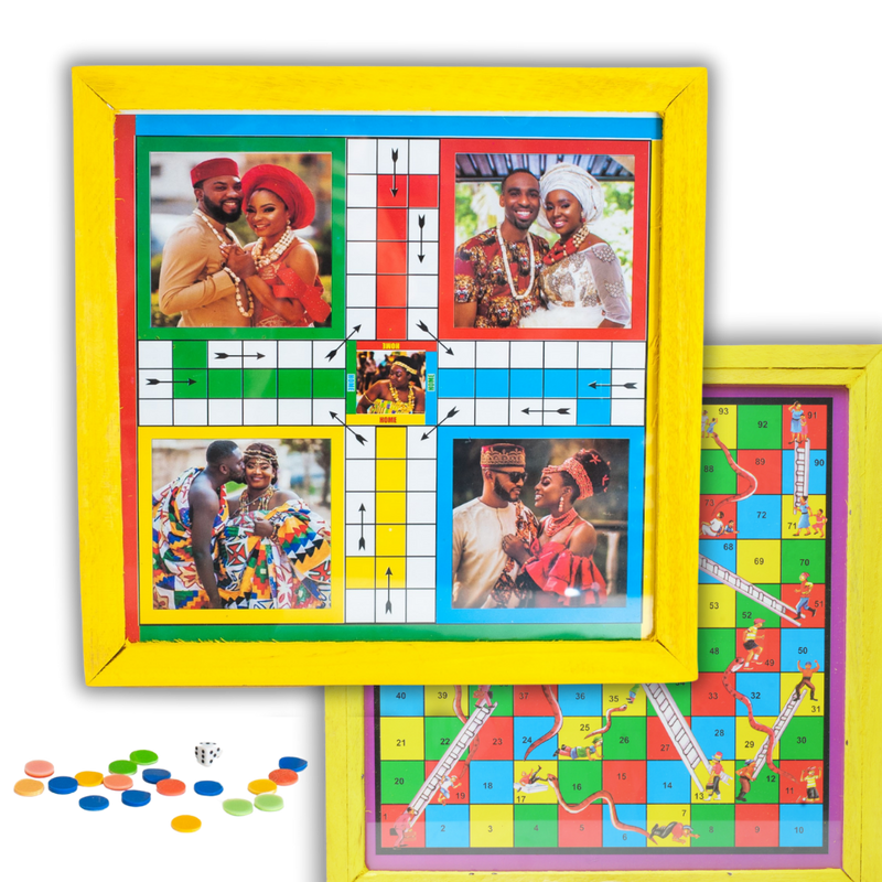 Ludo Board Game | Ludu | Ludi | 14x14in Wood with Glass Top African Delights Grocery Store near me Nigerian Ghanaian food Black owned business