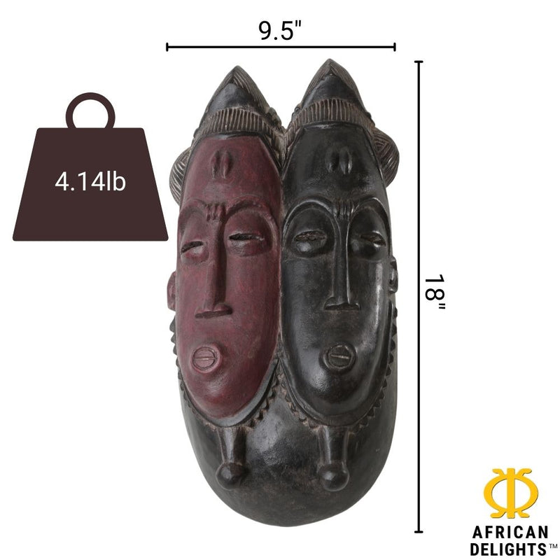 Baule Double-Face Mask - Handmade African Mask by Artist Christopher Nyasafo