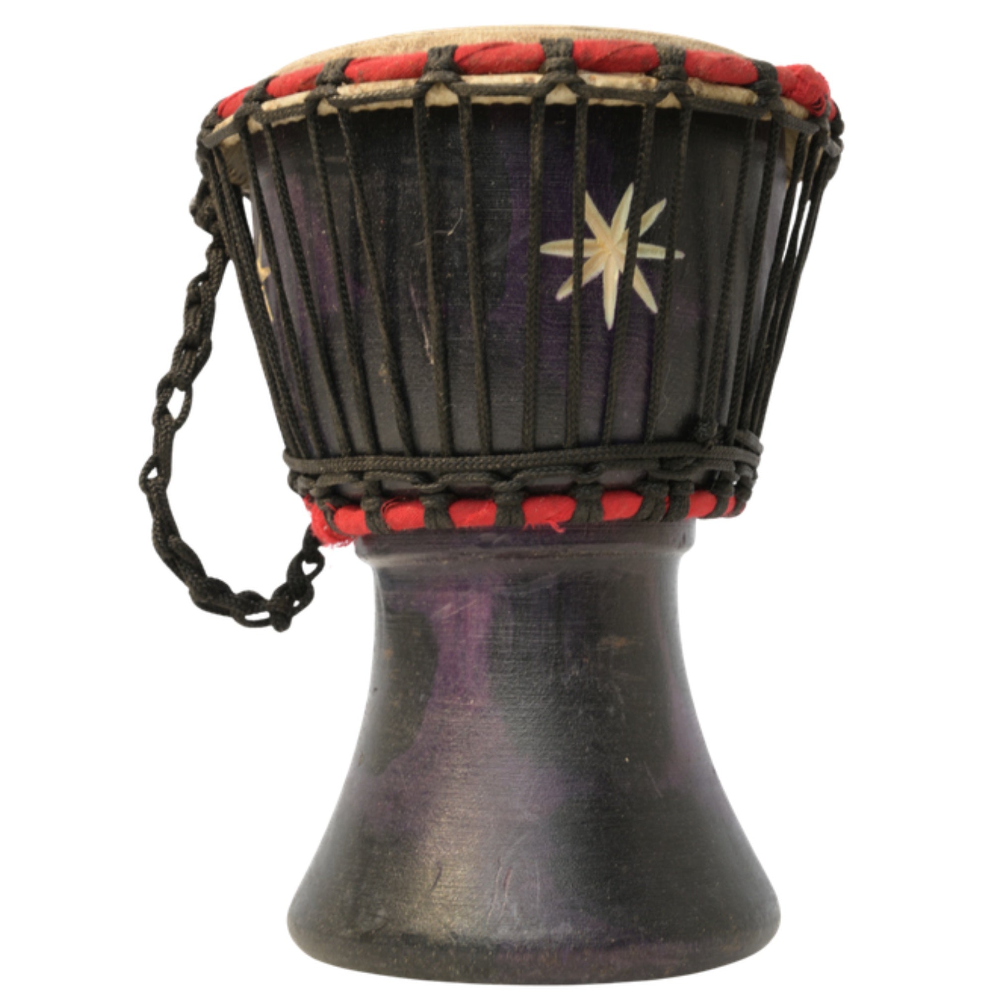 African Delights Authentic Djembe Drum – Hand-Carved in Ghana, Natural Goat Skin – Black with Star Etching – 5-Inch Mini African Hand Drum for Kids, Beginners & Travel, Ready to Play